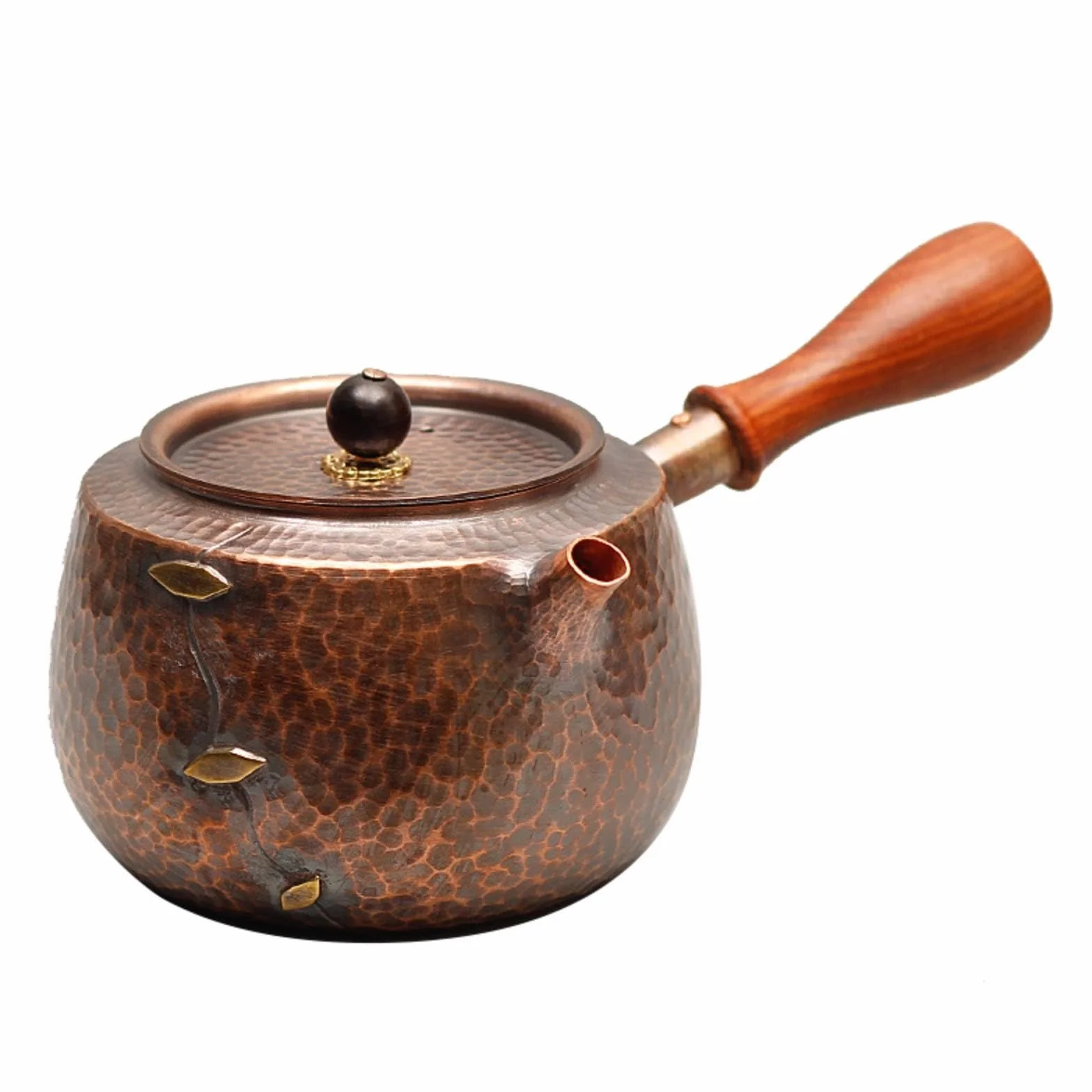 Tetera Cobre Resistente Al Óxido Tetera con Tapa Tradicional Hervidor para Aficionados Al Té, Oficina, Tetera De Cobre Con Mango Lateral Y Diseño De Parche Envejecido
