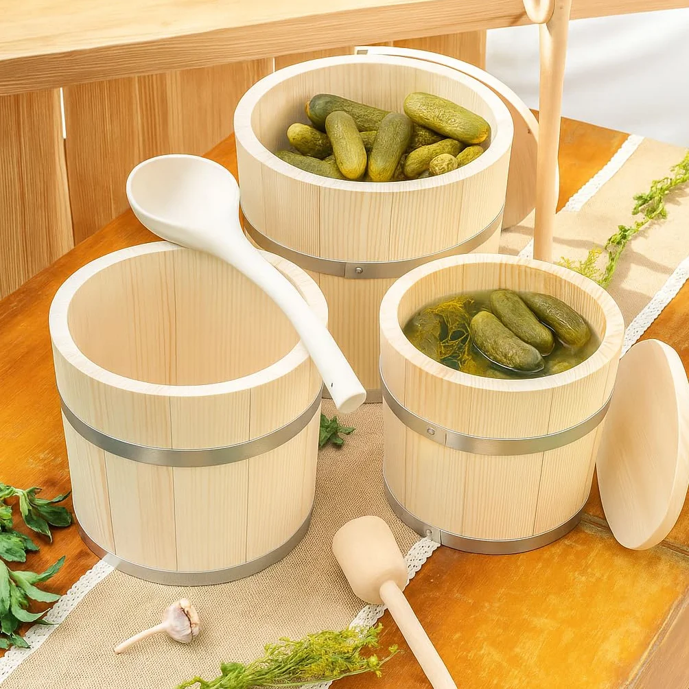 KADAX Barril de madera de 25 l, olla de chucrut de madera, olla de fermentación para fermentación de verduras como chucrut, pepinos o kimchi, barril de chucrut, olla de pepino, barril de pepino
