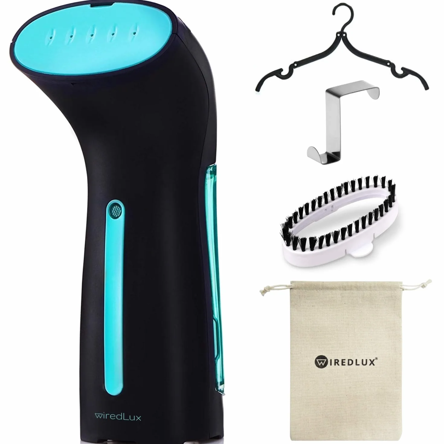 Plancha Vertical de Vapor WiredLux - Plancha Ropa de Viaje Ligera y Portátil - Steamer Listo en 25 Segundos y 100% a Prueba de Fugas - Planchado Rápido y Fácil - Accesorios de Viaje incluidos