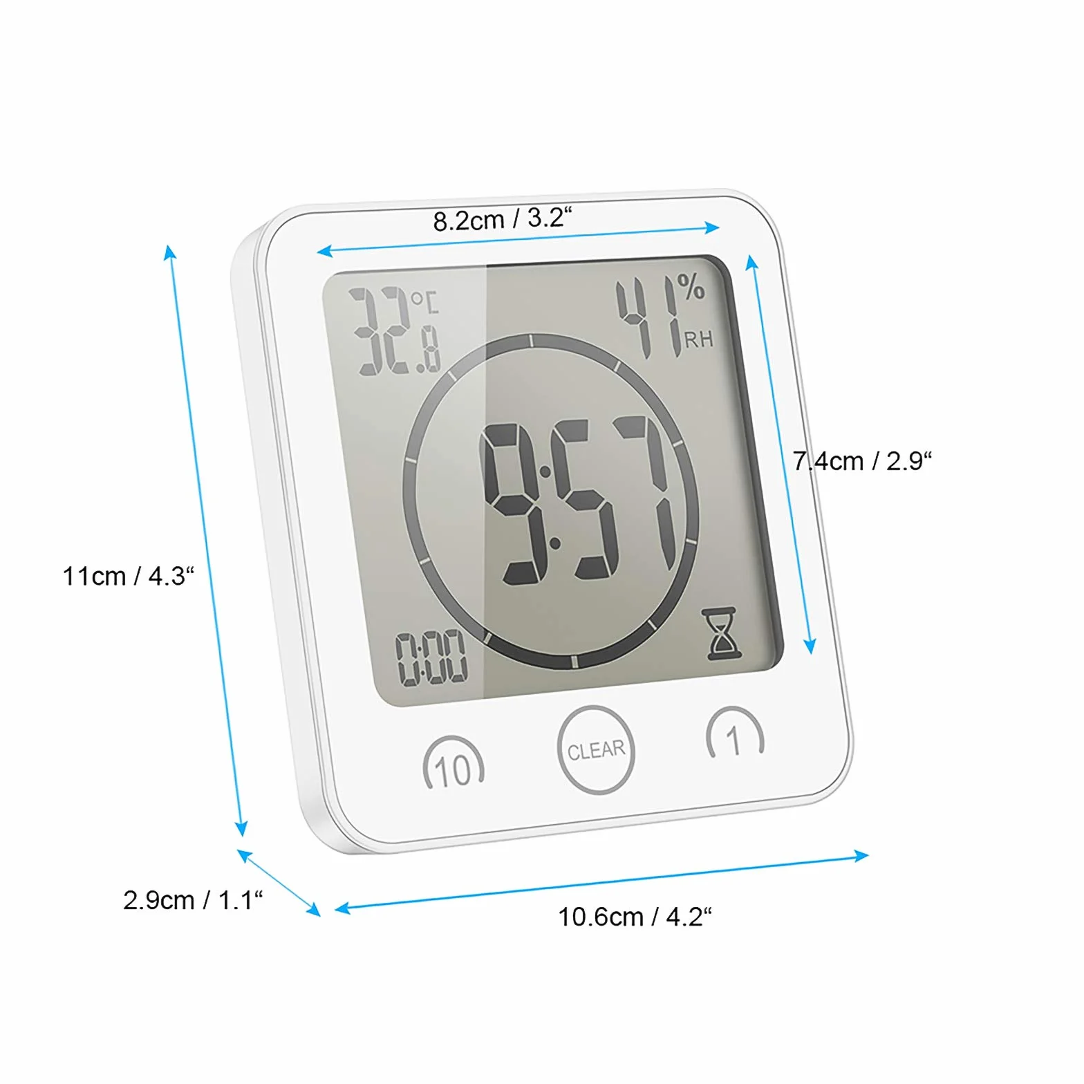 Reloj de Baño LCD Digital Impermeable con Alarma, Control de Temperatura y Humedad, Temporizador