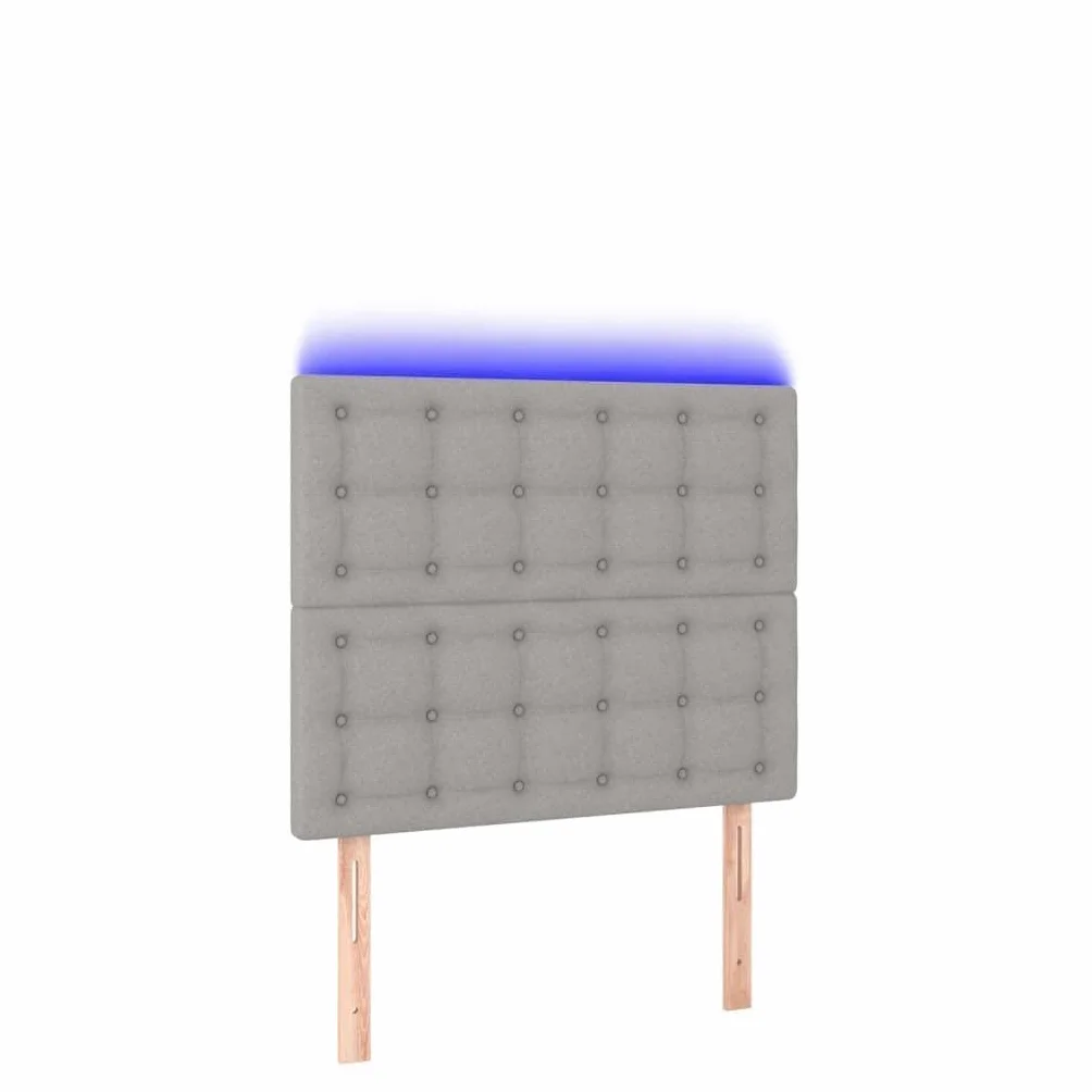 Cabecero de cama LED gris claro, 80 x 5 x 118/128 cm, altura ajustable con tiras USB RGB, cojín de tela resistente, cojín de pared moderno, adecuado para jóvenes y adultos en el dormitorio