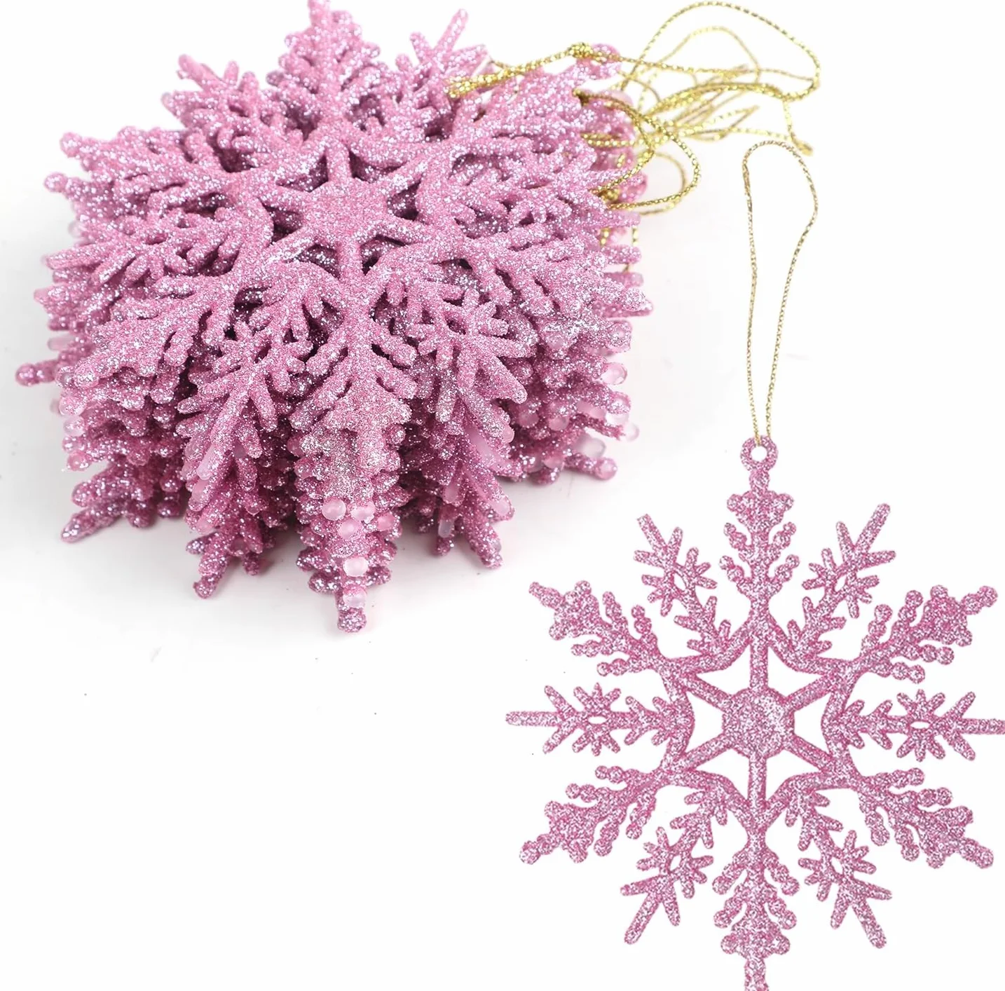 SULOLI 12 Piezas Decoración de Copos de Nieve con Purpurina Colgantes Navidad