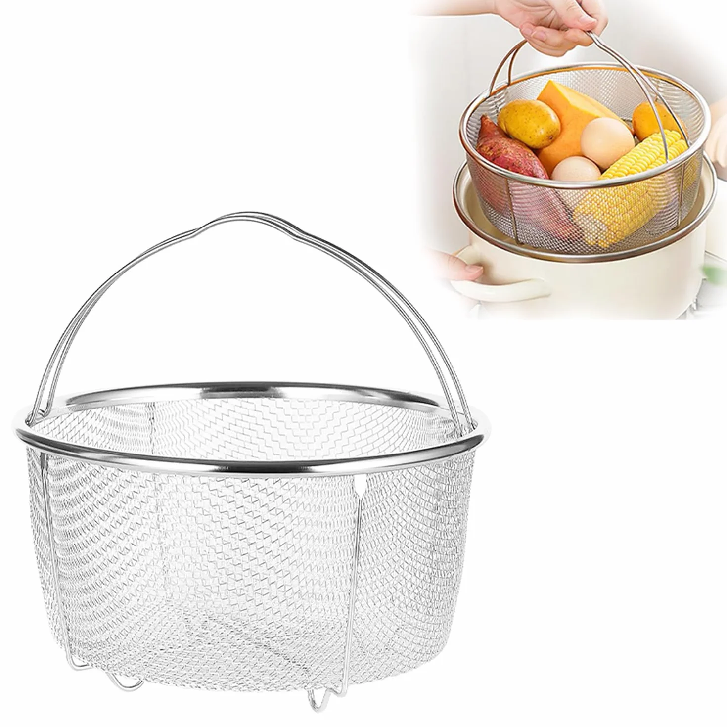 Cesta de Vapor de Acero Inoxidable, Malla para Cocinar, Colador, 20cm