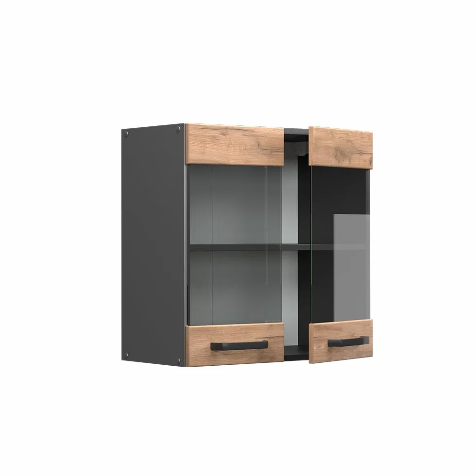 Vicco Armario de Cocina con Vidrio R-Line, Roble Dorado, 60 cm, para combinación Libre Dentro de Sistemas de Cocina modulares