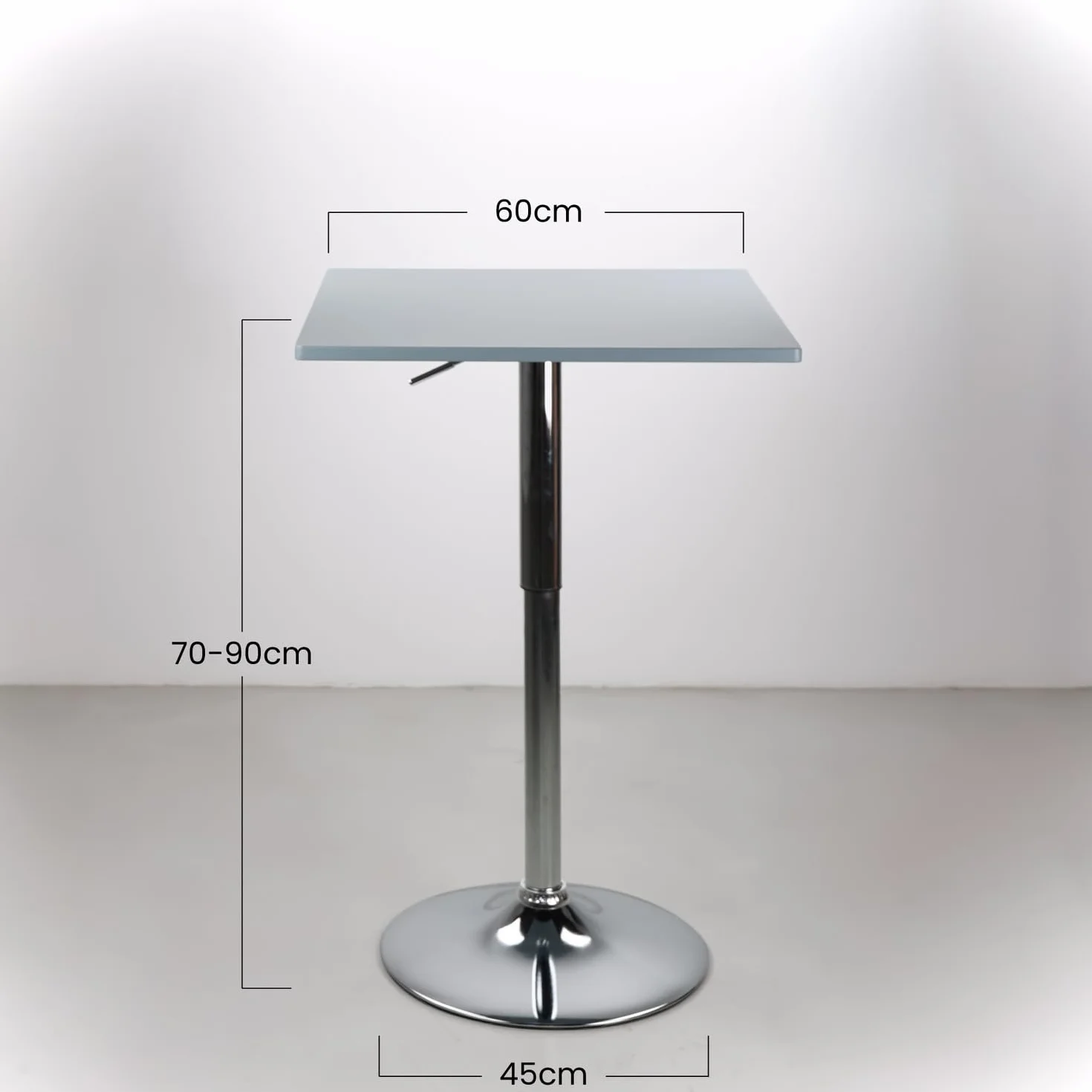 Brigros WeHome - Mesa de Bar, Mesa Alta, Mesa de salón Ajustable en Altura, Mesa Cuadrada o Mesa Redonda, Mesa de Cocina (Gris, Cuadrado)