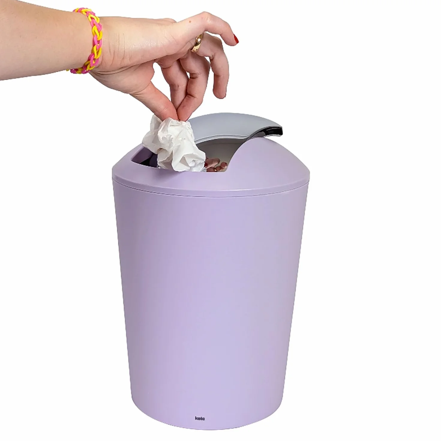 Cubo con tapa basculante violeta pastel mate 5 L plástico MARTA