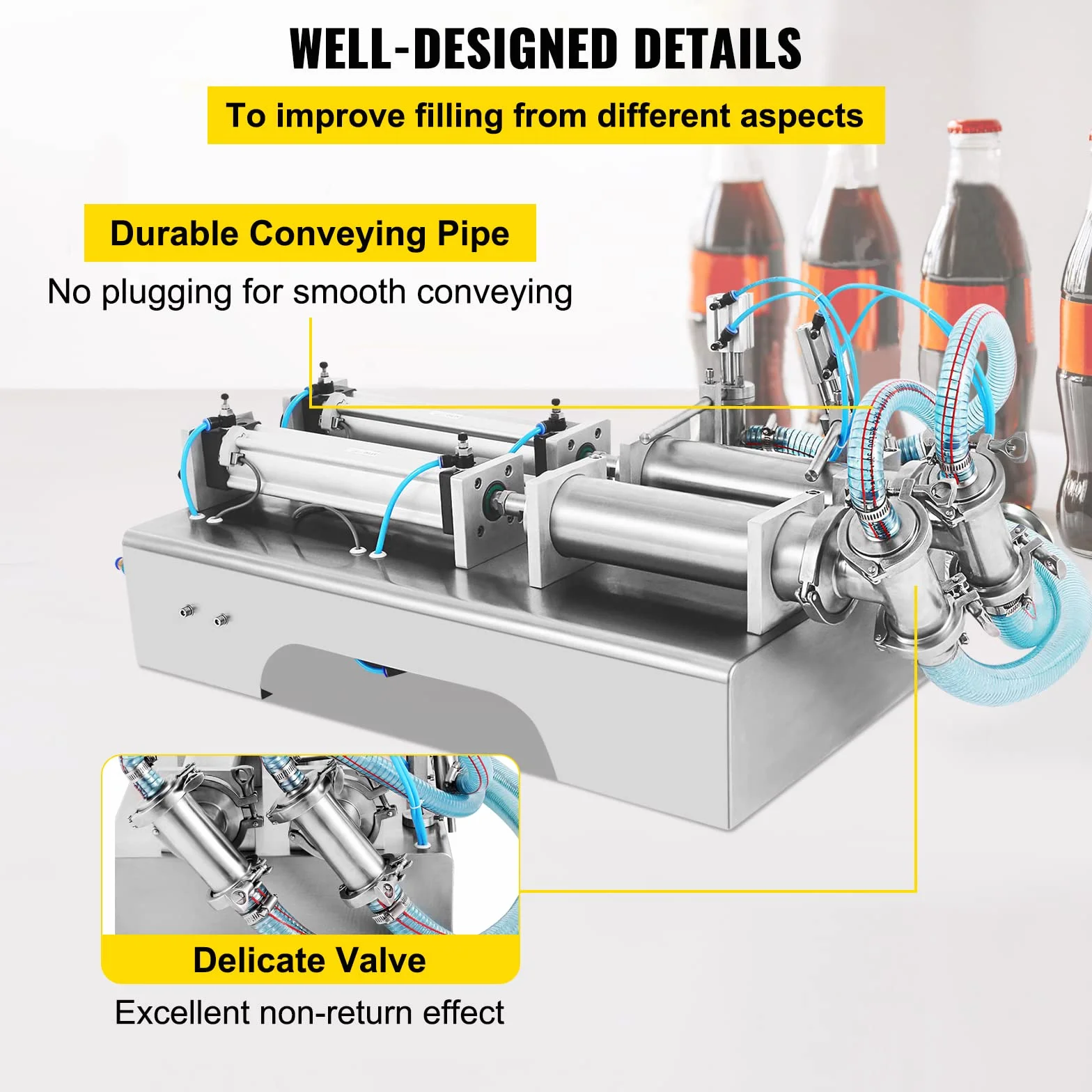 VEVOR Máquina de Llenado de Líquido Neumática con 2 Inyectores Máquina de llenado de líquidos eléctrica Máquina de llenado de líquido para Perfume Bebida Agua Leche Aceite de Oliva