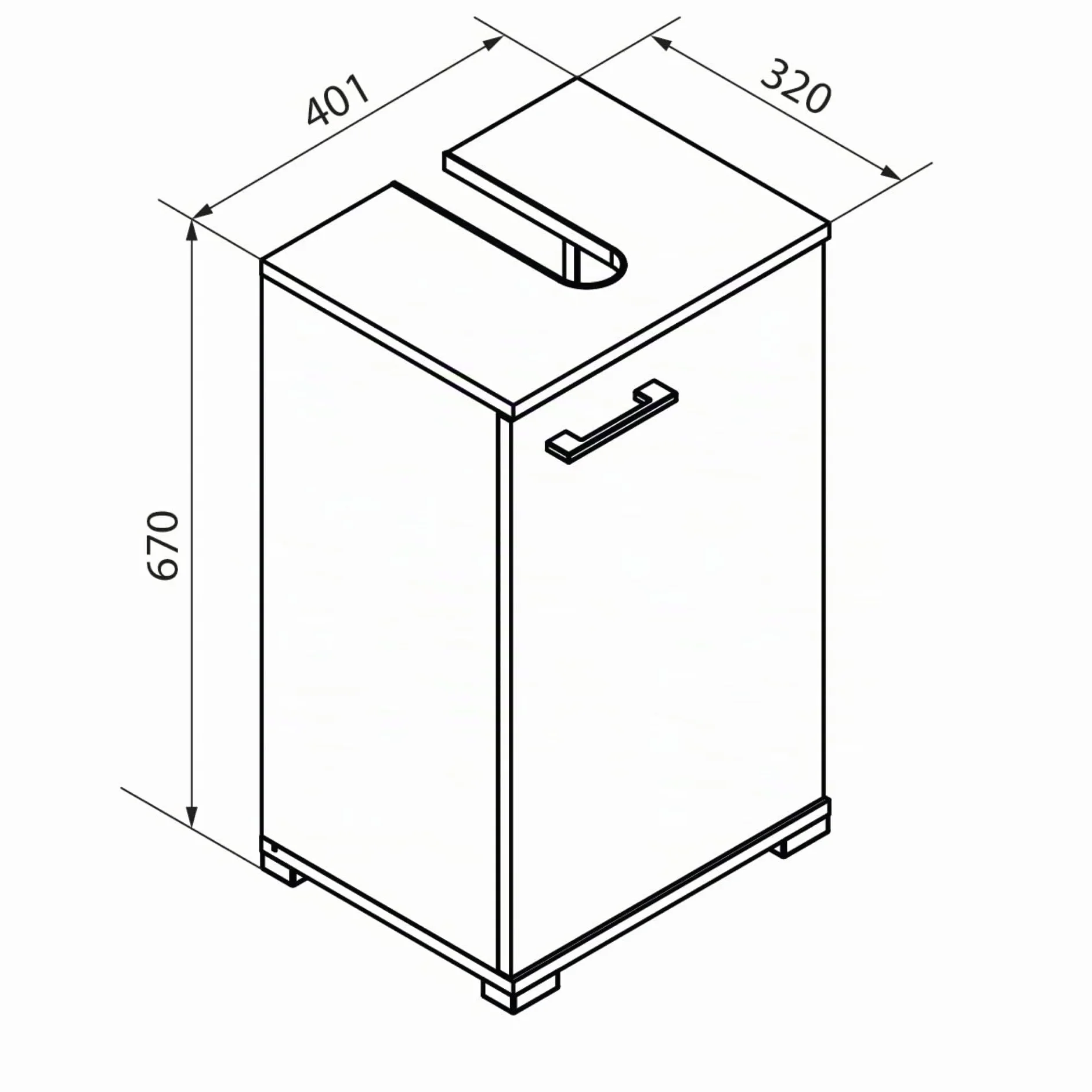 Probus Armario básico para baño de 40 cm – Moderno Armario bajo Lavabo en diseño Blanco con Mucho Espacio de Almacenamiento, Fabricado en Alemania, Color Blanco
