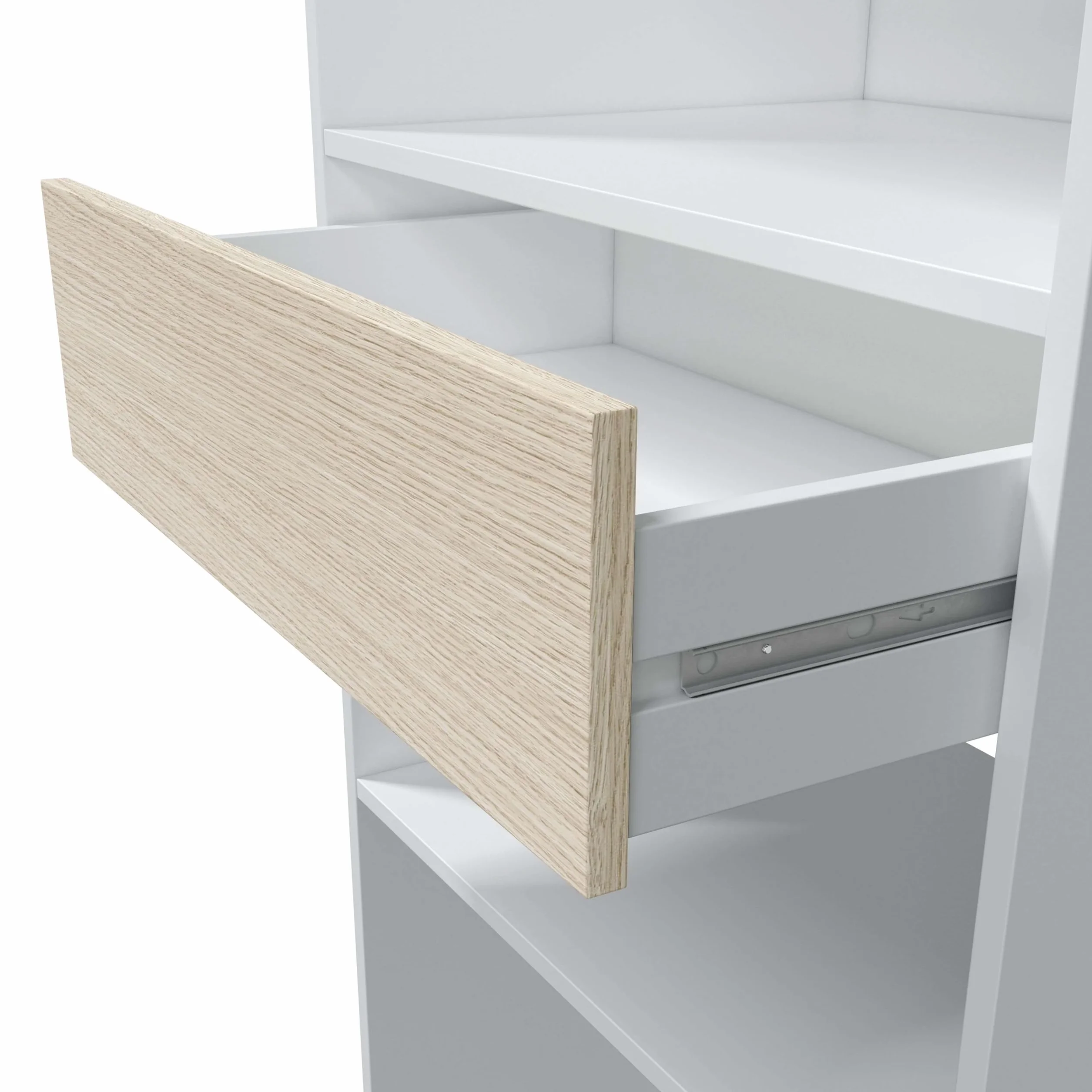 Habitdesign Armario Vestidor, Armario 2 Barras 4 Estantes 1 Cajón, 187x158x40 (AltoxAnchoxFondo - en cm), Vestidor Reversible Color Blanco Artik y Roble