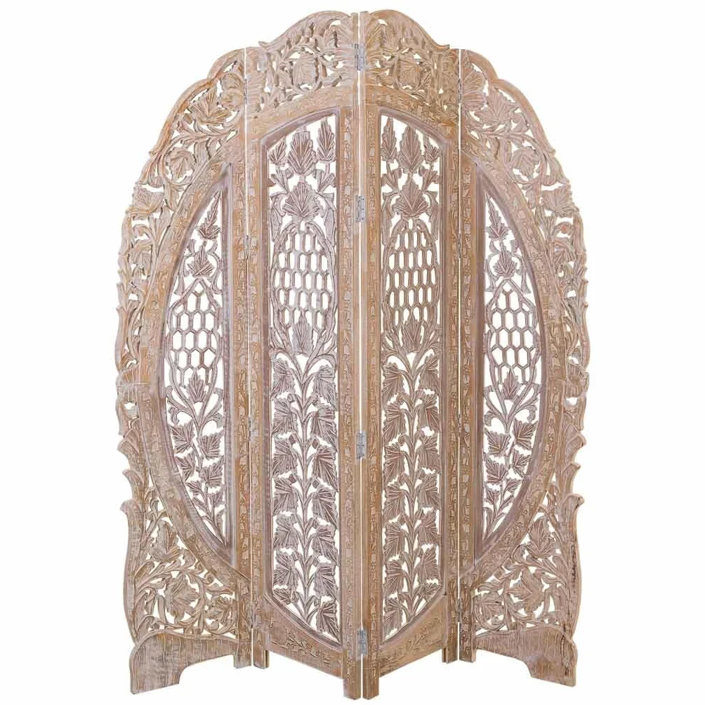 WANDERLUST DECO Biombo de Madera Artesanal marrón 38(x4) x2,5x180
