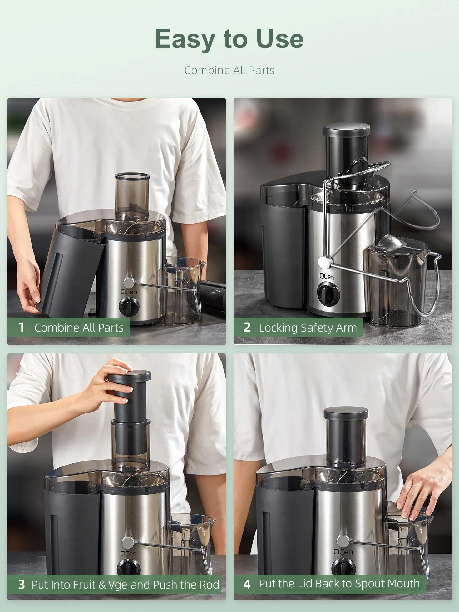 Extracteur de Jus Centrifuge 800W Acier Inoxydable Sans BPA 3 Pouces