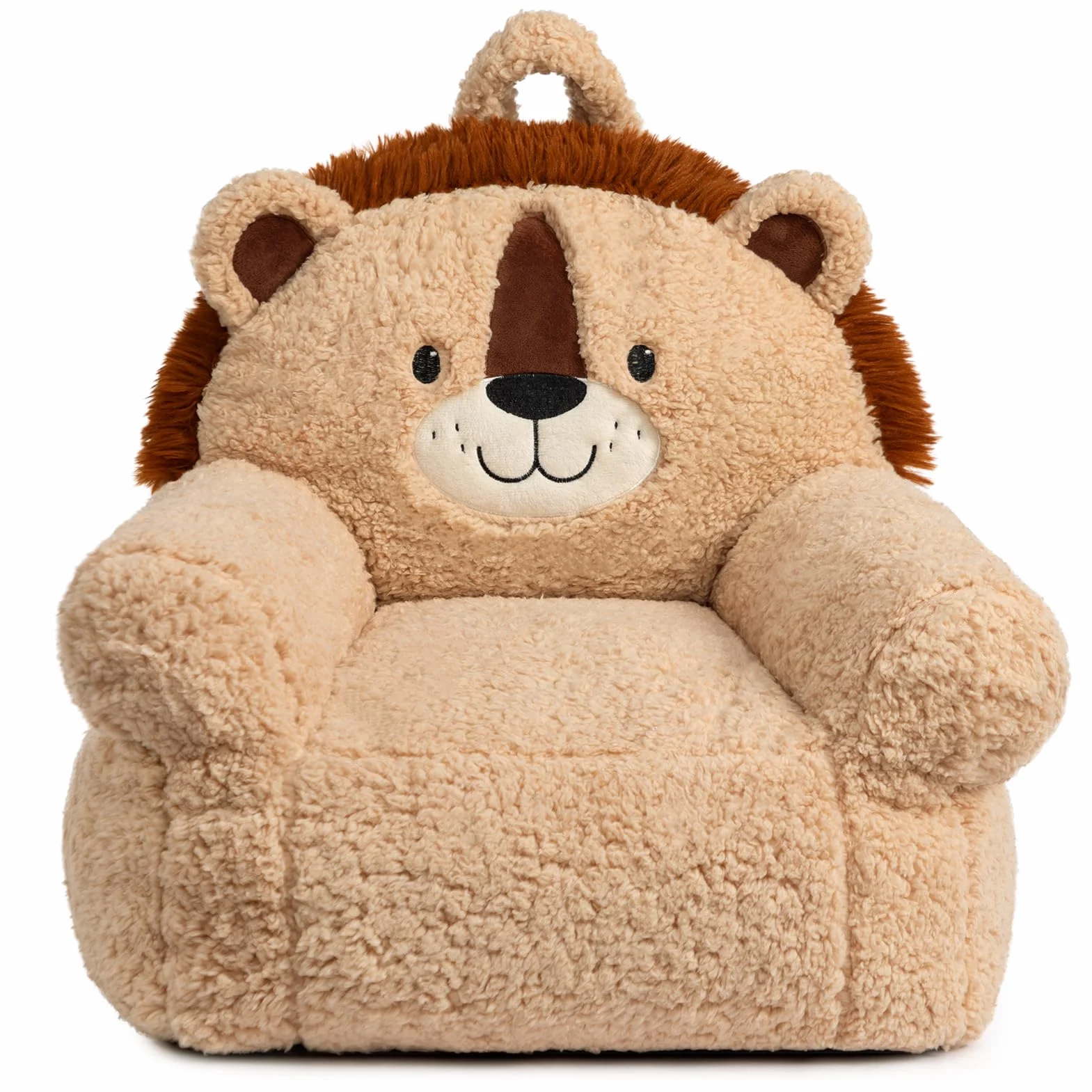 BEJOY Cómodo sofá para niños, Sillón de espuma para niños, Solo acogedor Sherpa Sofá infantil para niños y niñas, León