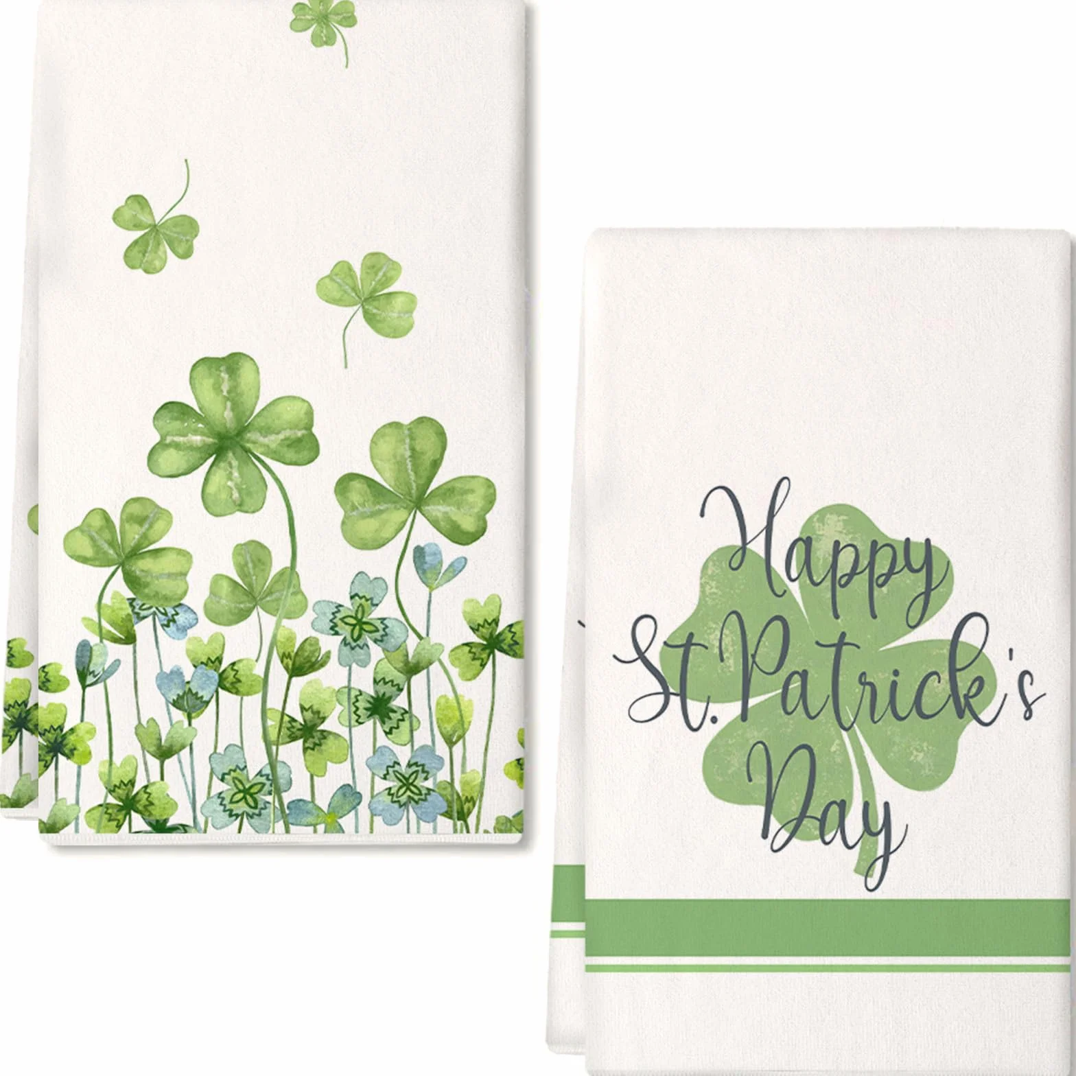 ARKENY Juego de 2 toallas de cocina con rayas verdes para el día de San Patricio, decoración del hogar, paño de secado de barra ultra absorbente, 18 x 26 pulgadas