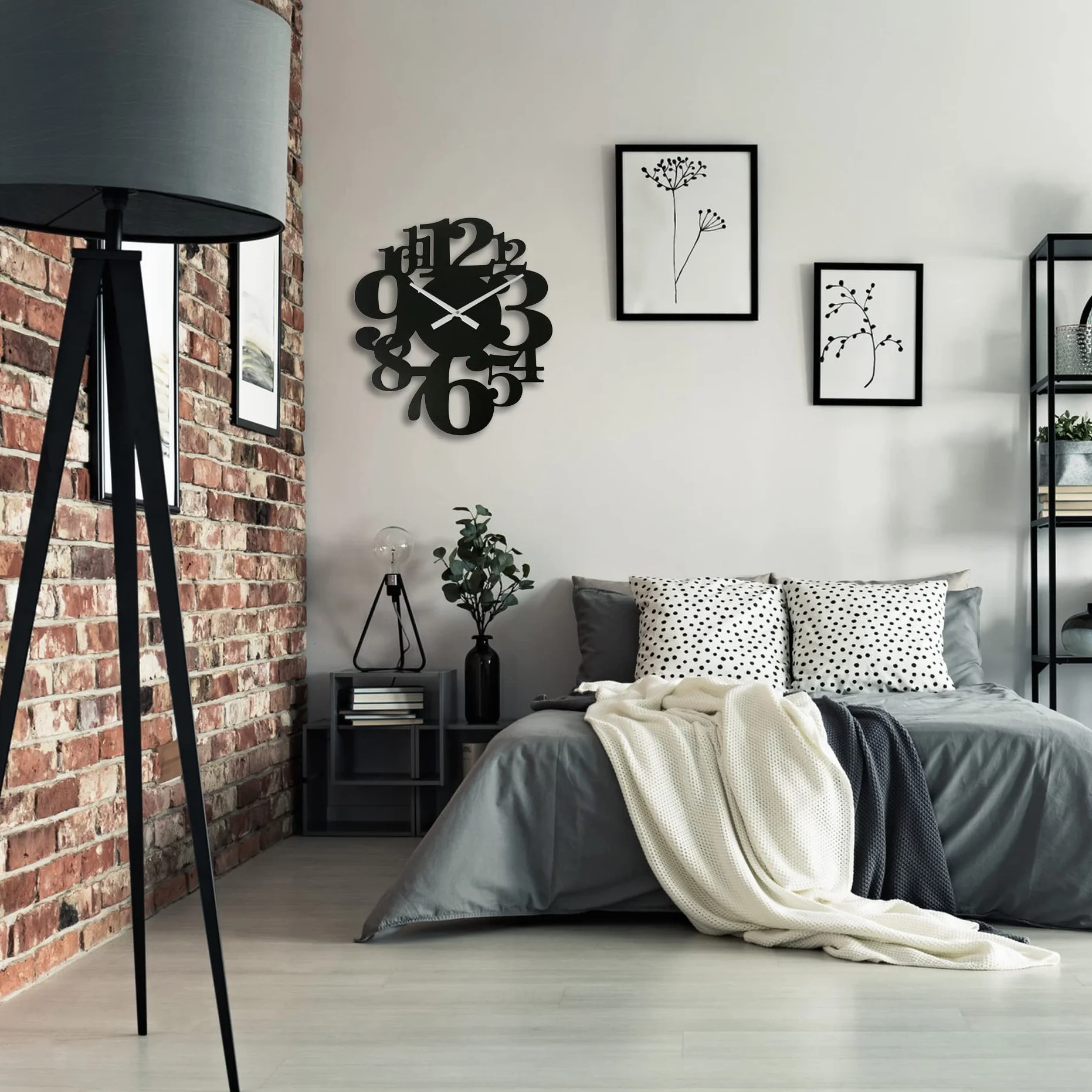 Rebecca Mobili Reloj De Pared, Relojes Decorativos, Negro, Madera MDF, Estilo Contemporáneo, Analógico, Salón - Medidas: 55 x 50 x 4,5 cm (A x AN x FON) - Art. RE6571