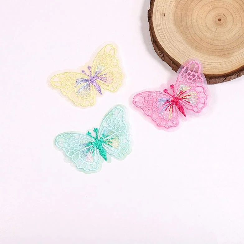 Parches de Bordado Parches Bordados pequeños de 5 x 3,8 cm, 50 Unidades, for Planchar, con diseño Mariposas, for Ropa, Gran tamaño, for Coser en Vaqueros y Chaquetas(Beige)