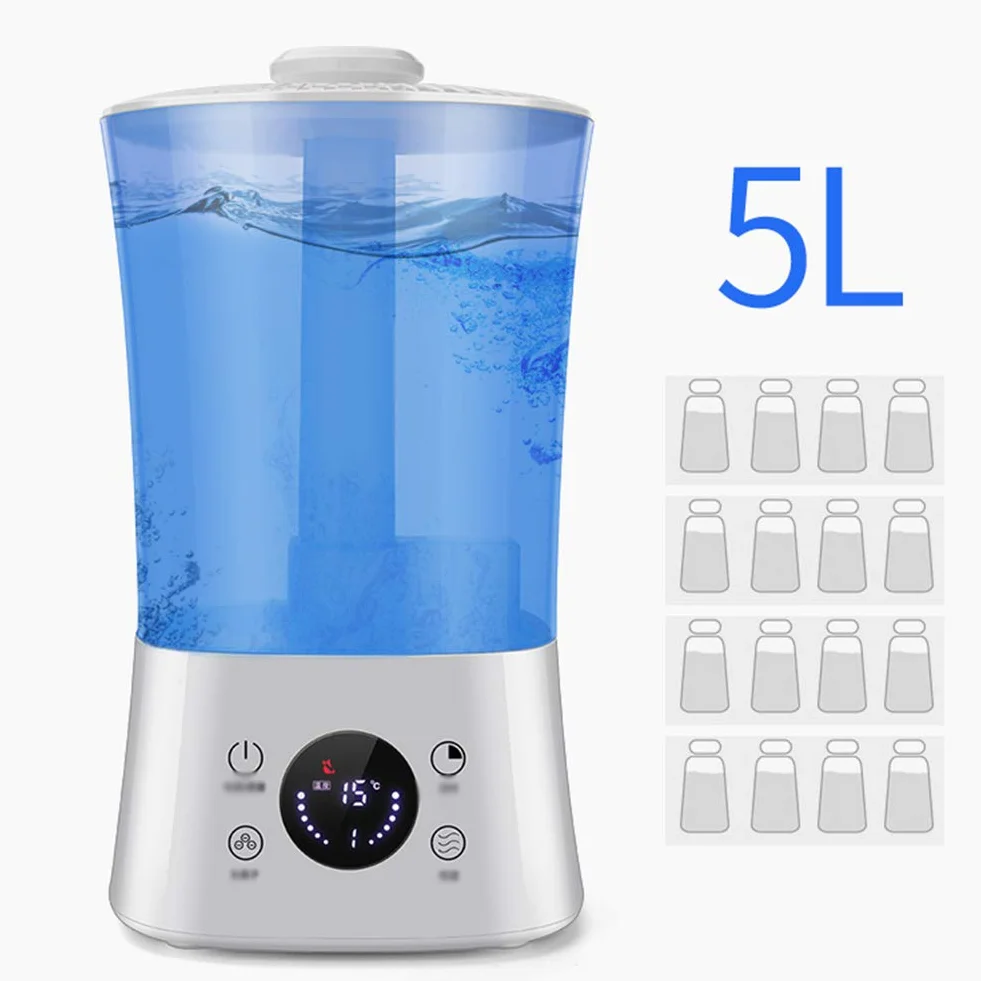 humidificador ultrasónico, Gran diámetro/Humedad Constante Inteligente/purificación de Iones Negativos/Pantalla LED/con Control Remoto/Apagado automático/sincronización