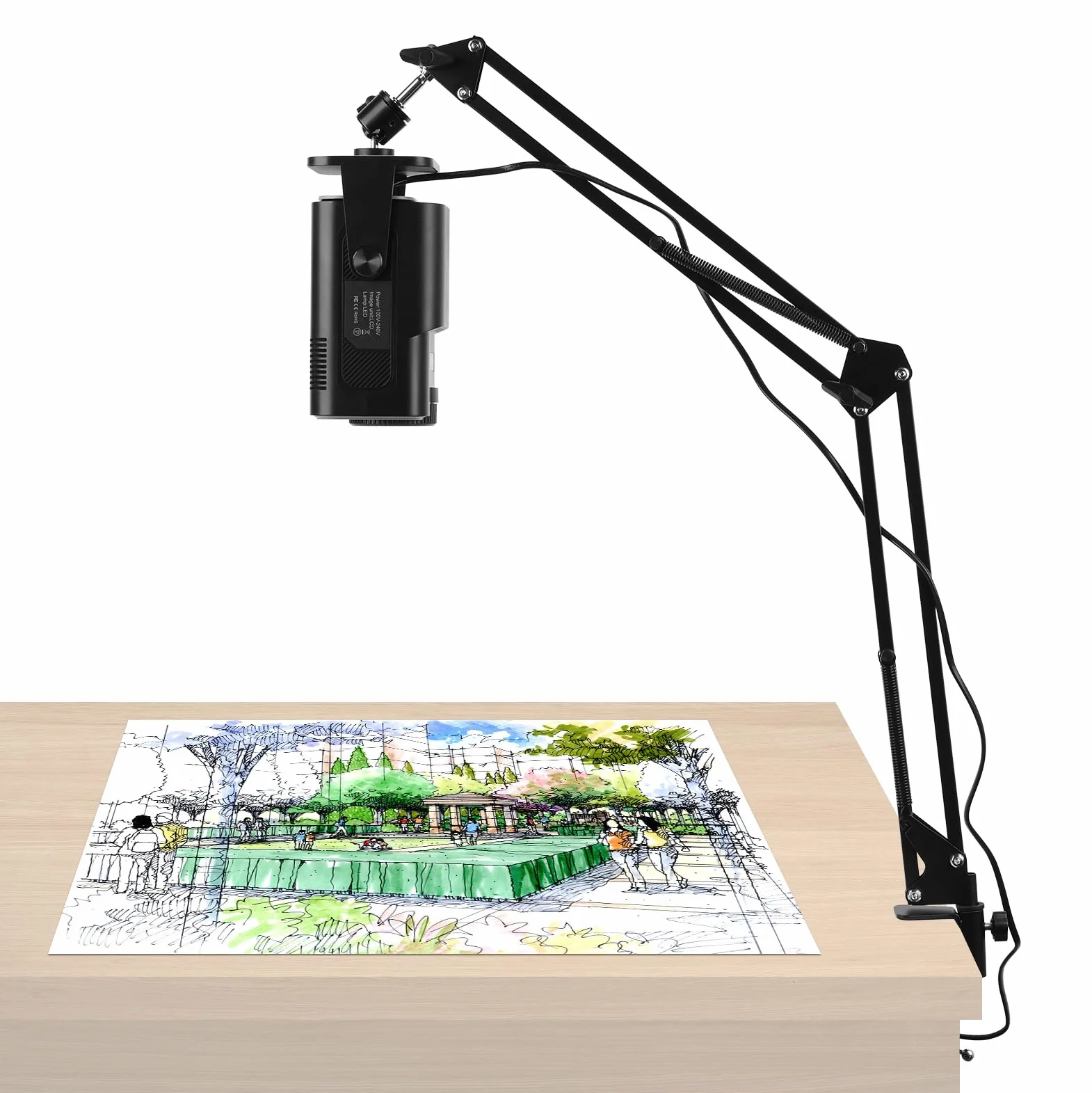 Proyector de dibujo portátil, proyector de dibujo inteligente de escritorio con mando a distancia y soporte para trazar, herramienta de dibujo, dibujo, conectividad WiFi