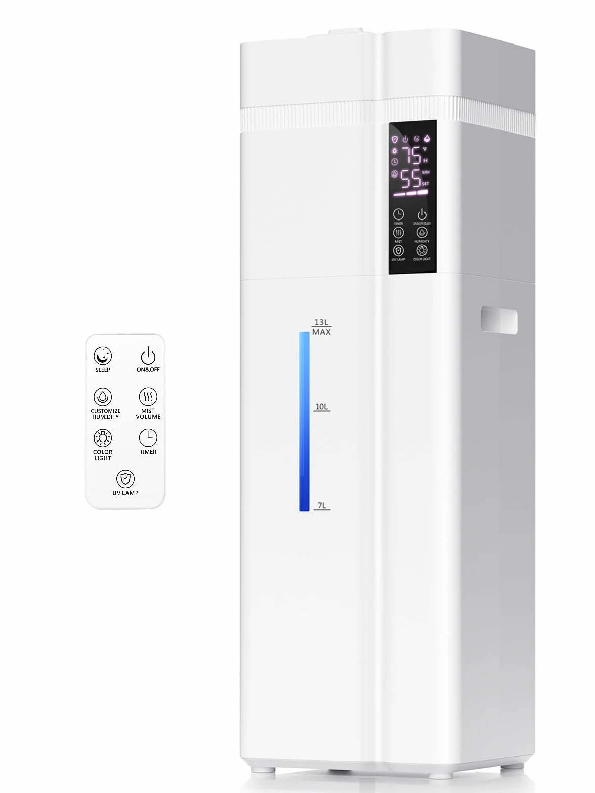 Humidificador de 13 L/3.43 galones para habitación grande, cobertura de 800 pies cuadrados, tiempo de funcionamiento de 100 horas, control automático de humedad, llenado superior, humidificadores para