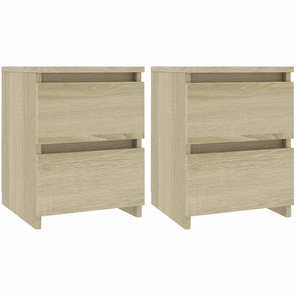 vidaXL 2X Mesitas de Noche Contrachapada Casa Hogar Decoración Diseño Estilo Habitación Dormitorio Mesilla Cama Cómoda 30x30x40 cm Color Roble Sonoma