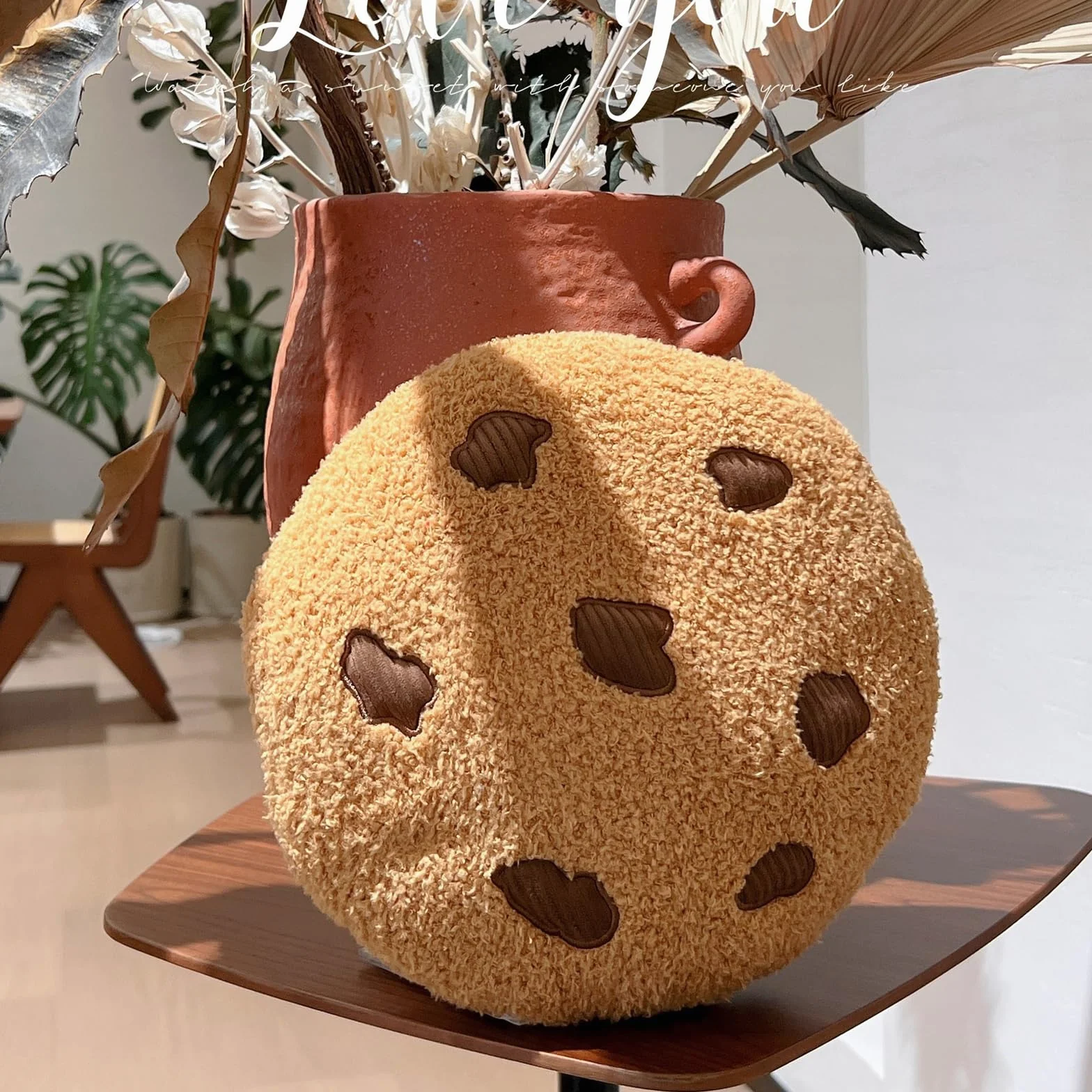Herfair Cojín de galletas divertido decorativo de felpa, redondo, suave, para suelo, sofá, dormitorio, decoración, regalo