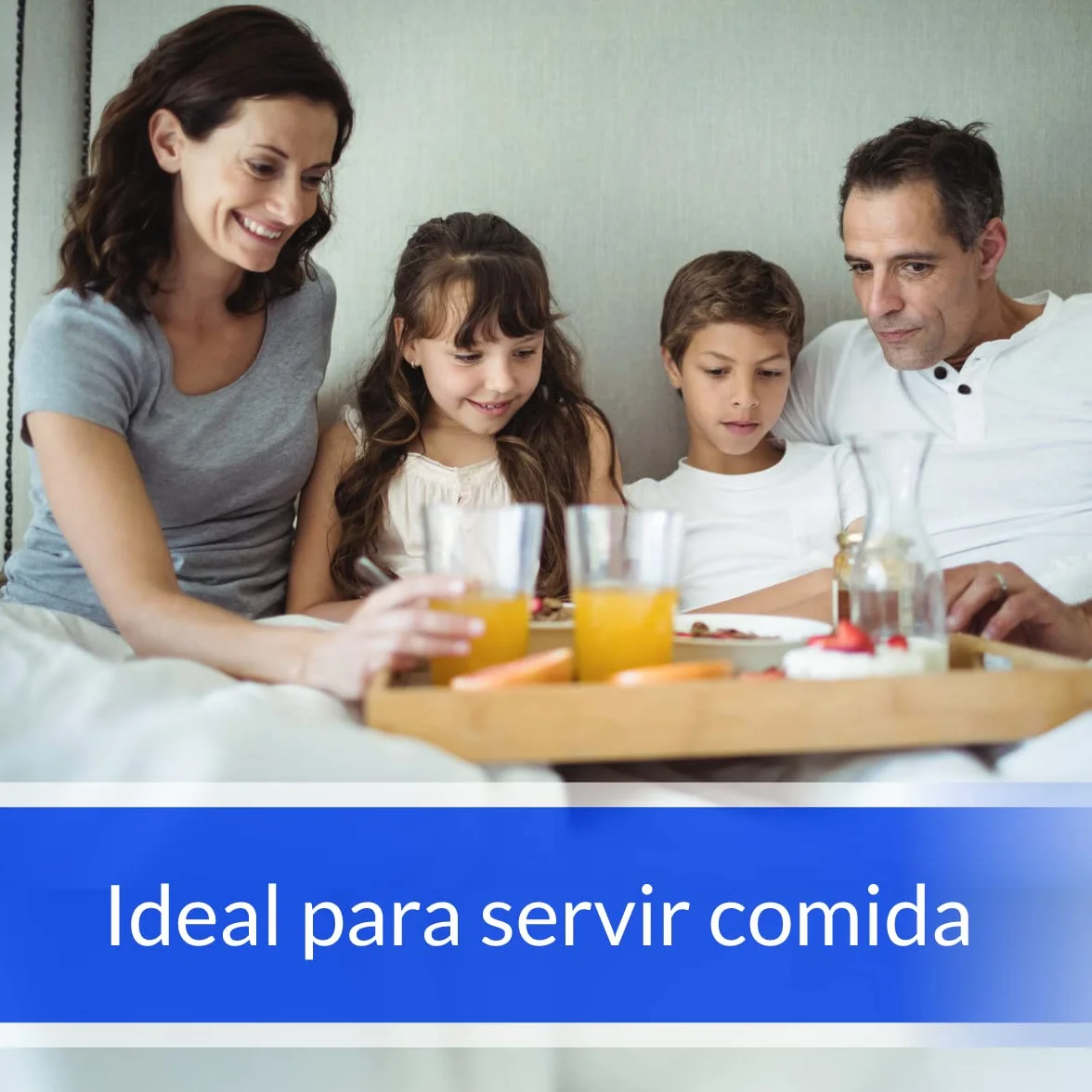 Bandeja para Servir Comida con Asas - Rectangular con Base Hidráulica - 45 x 36 x 7 cm - Ideal para Aperitivo y Desayuno en la Cama - Fabricada en España - Hostelnovo