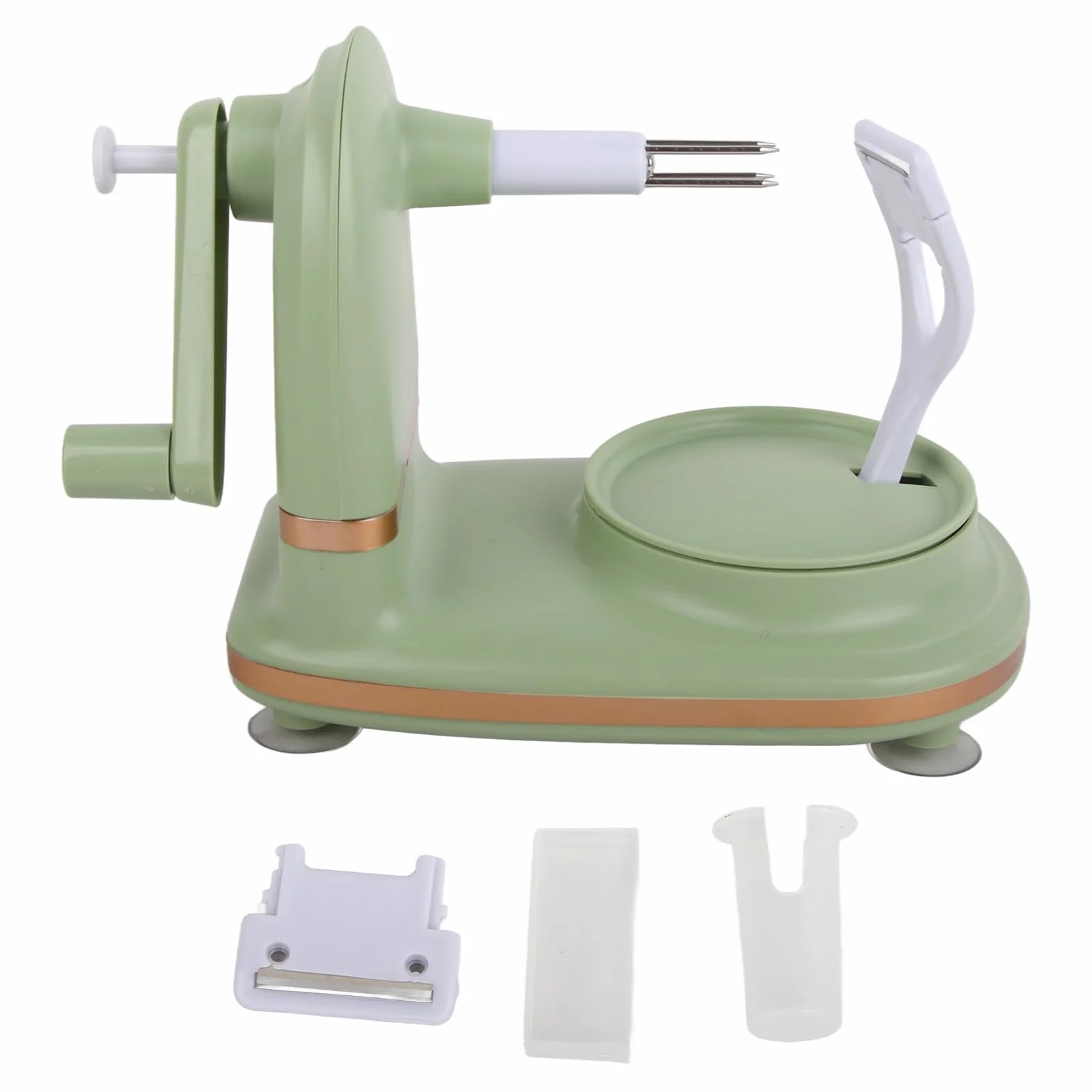 Peladora de Manzanas de Acero Inoxidable con Manivela para Cocina, Máquina Peladora de Frutas para el Hogar, Verde