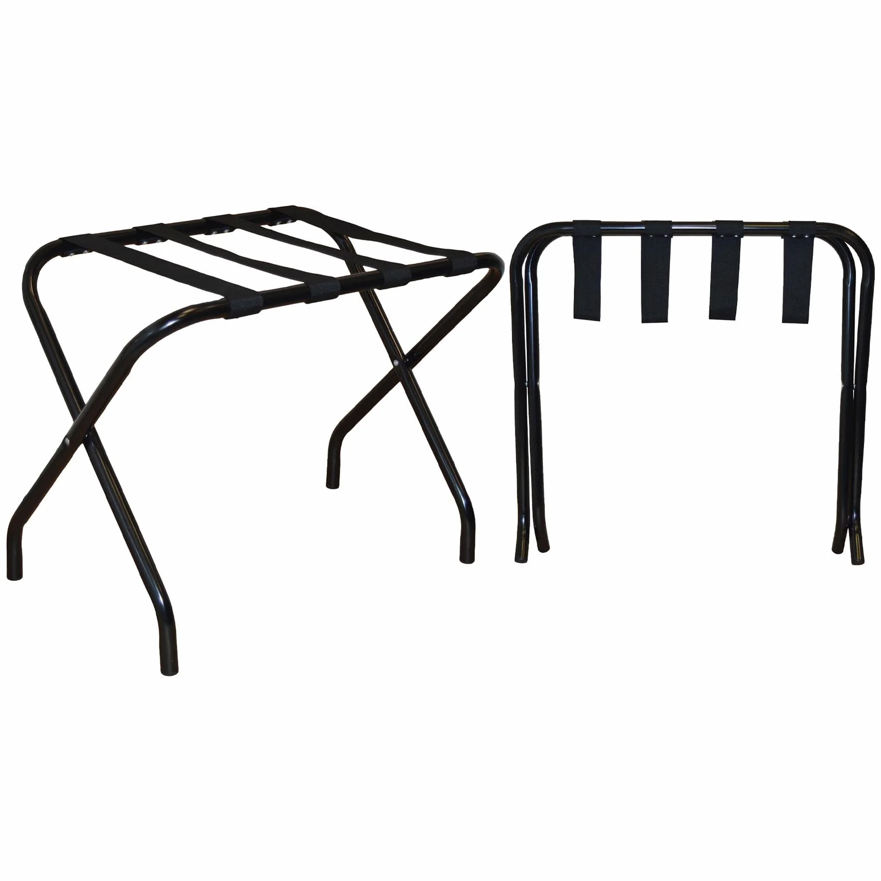 Para el Hogar Harbor plegables de metal Bastidores de equipaje - Negro - Pack de 2