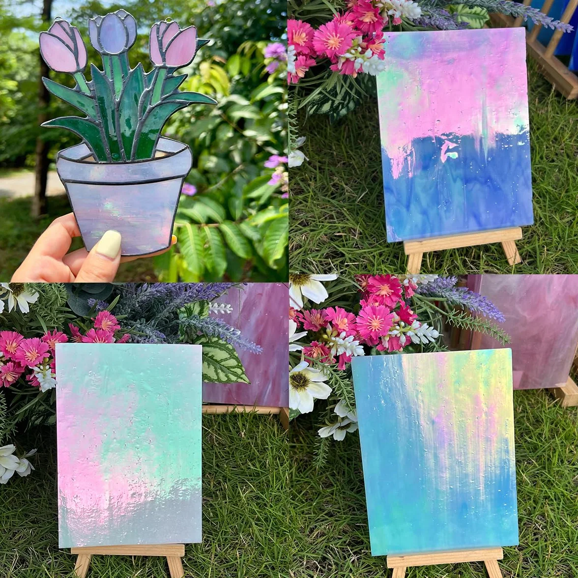 Juego de 26 láminas de cristal de colores brillantes para mosaico, 10,16 x 15,24 cm