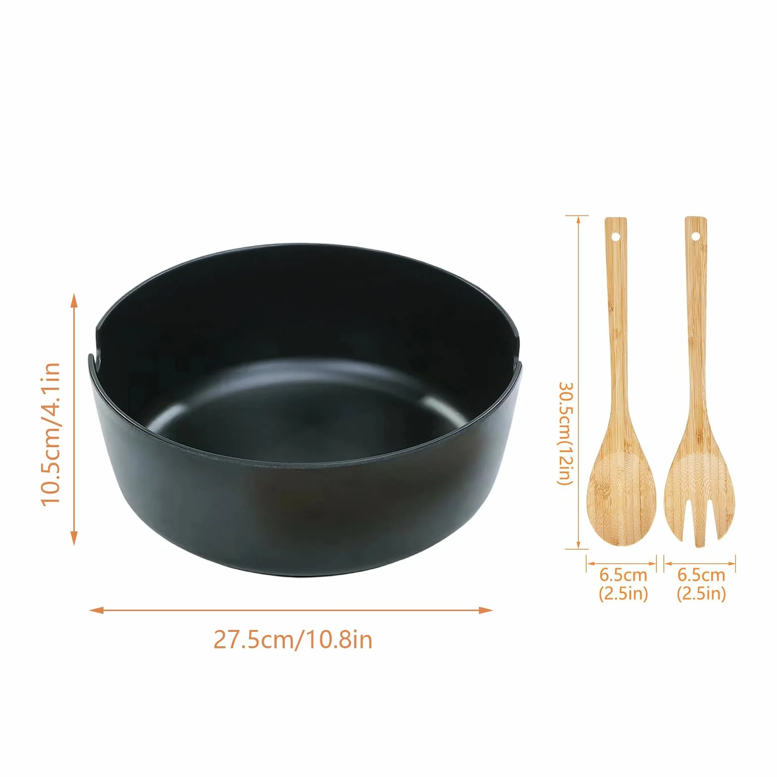 Ensaladera Ensaladeras De Madera Vajilla Cuchara Tenedor | Boles Grandes para Ensaladas y Comer Contenedores Alimentos Snacks Pasta Cereales Fideos Preparación Comidas Almuerzo Cena