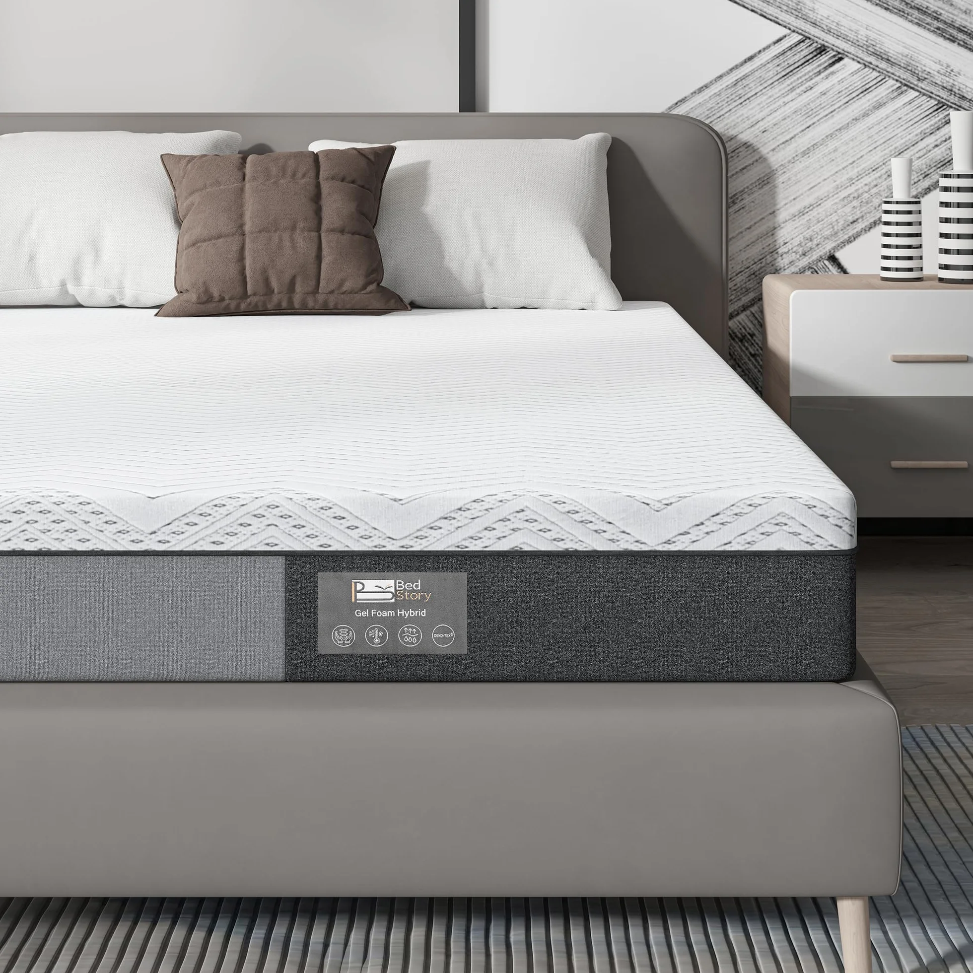 BedStory Colchón viscoelástico de 7 zonas, dureza 3, 90 x 200 cm, 18 cm, antialérgico, funda extraíble