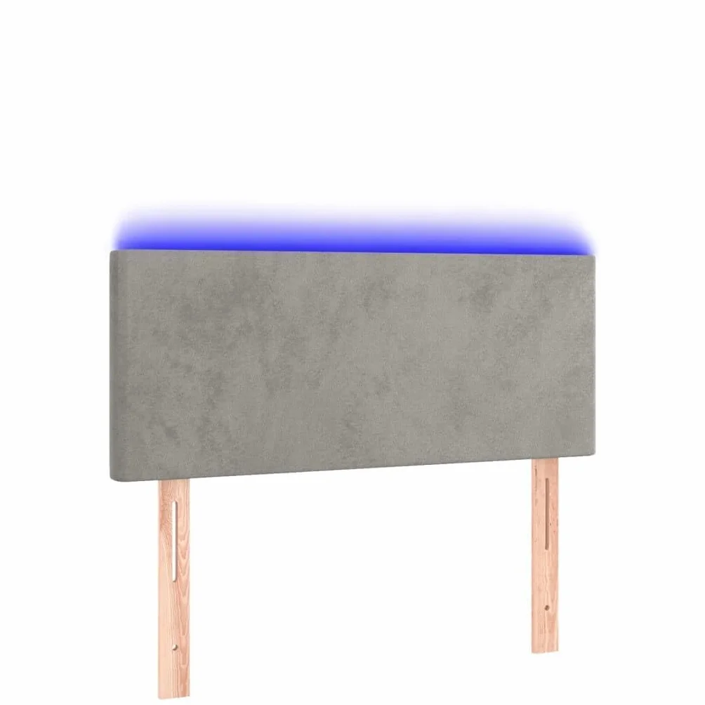 Cabecero de cama LED 80 x 5 x 78/88 cm, terciopelo, gris claro, altura ajustable con tira RGB para estructura de cama, diseño moderno, se puede cortar de forma segura para dormitorio o salón