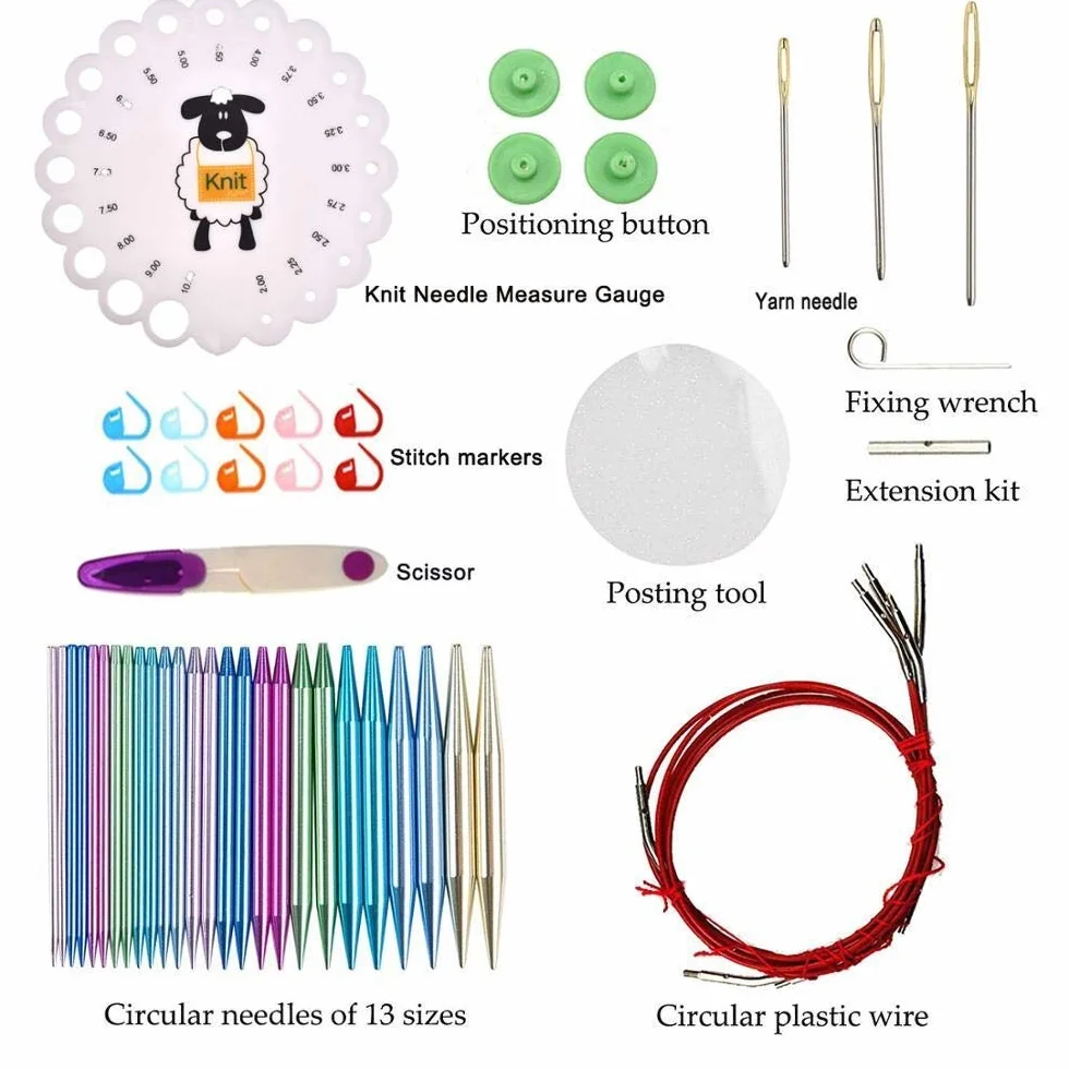 Kit De Ganchillos De aluminio intercambiables agujas de tejer circular Conjunto de ganchillo aguja de coser Kit de accesorios de ganchillo gancho con el caso for hacer punto Juego De Ganchillos