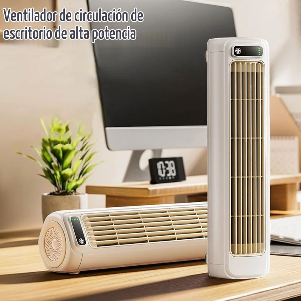 Aire acondicionado portátil, ventilador de torre de escritorio con pantalla táctil LED, 3 velocidades, enfriador de aire para habitación y patio