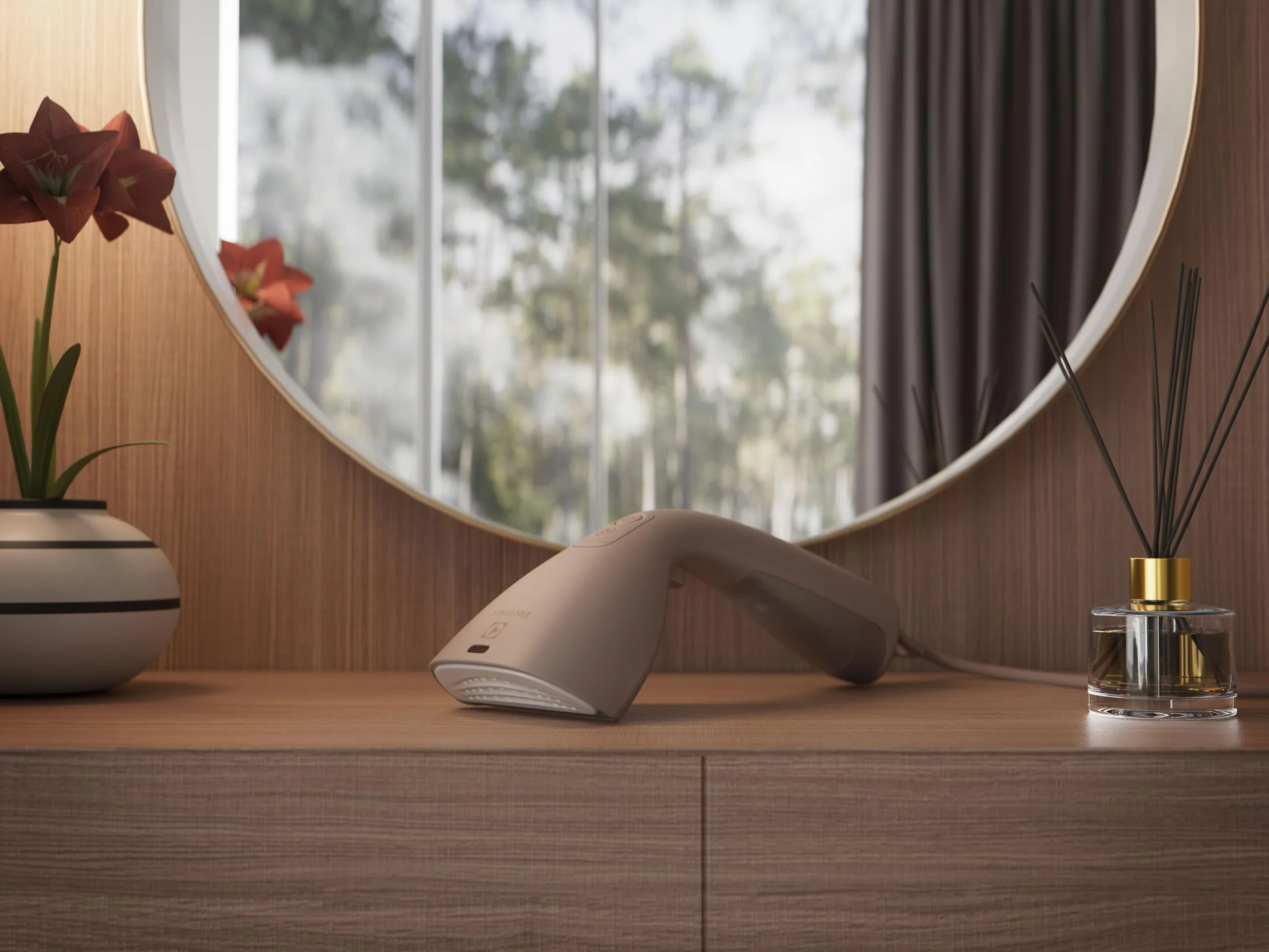 Electrolux Refine 700 Vapor macho E7HS2-8WB, mata al 99,99% de las bacterias, Capacidad de vapor: 26 g/min, función antigoteo, luz indicadora, fácil de almacenar, cable de 3 m, 1600 W, nuez beige
