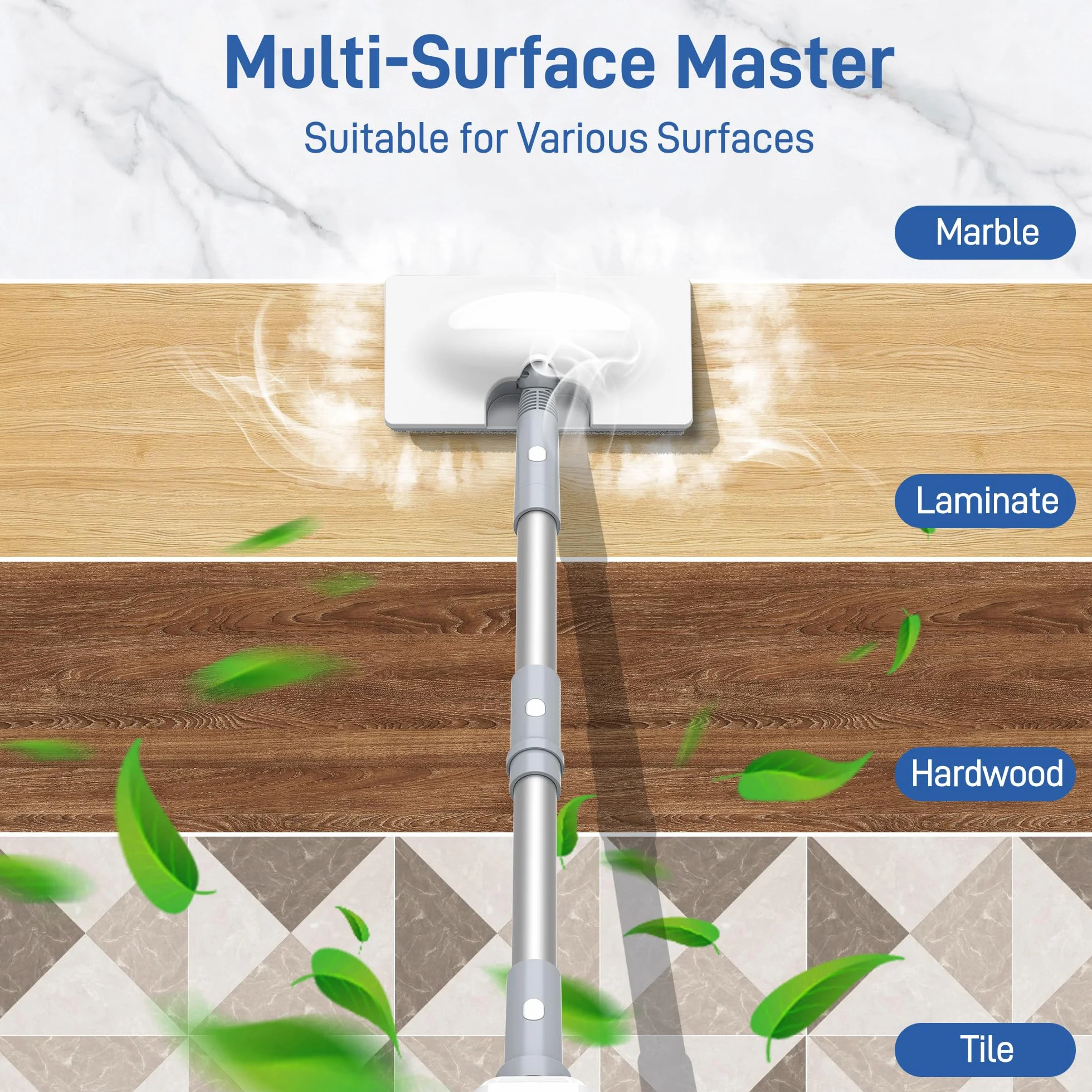 Mopa de vapor multifuncional Ariceck FV07 | Sistema de limpieza profunda 6 en 1 | Calentamiento en 15 segundos | Elimina el 99,9% de las bacterias y los ácaros | Apto para suelos de madera y baldosas