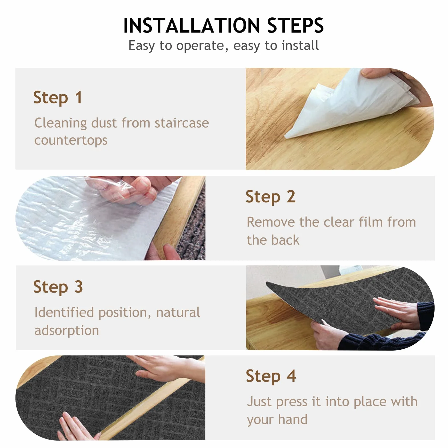 Weigudoc 15 Piezas Alfombrillas Antideslizantes de Escalera para Peldaños, Autoadhesiva Alfombra para Escaleras 76x20 cm, Peldaños de Escalera para Niños Ancianos y Mascotas, Gris (Estilo 2)