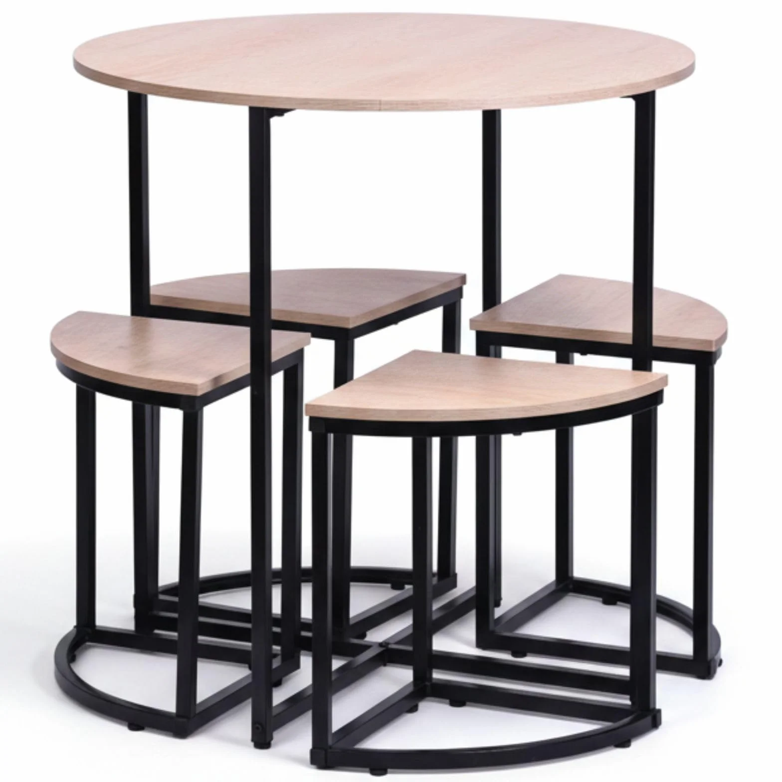 Mesa Cocina con Sillas - Conjunto Mesa y Sillas Cocina - Mesa Redonda de 80 cm de diámetro - 4 Taburetes de Cocina.