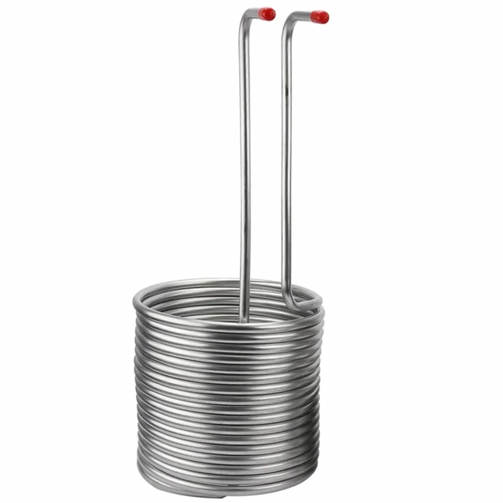Enfriador, Enfriador, Enfriador de mosto de inmersión de 15 m y 9,52 mm, serpentín de enfriamiento de acero inoxidable for elaboración casera de cerveza Enfriador de mosto súper eficiente Plata