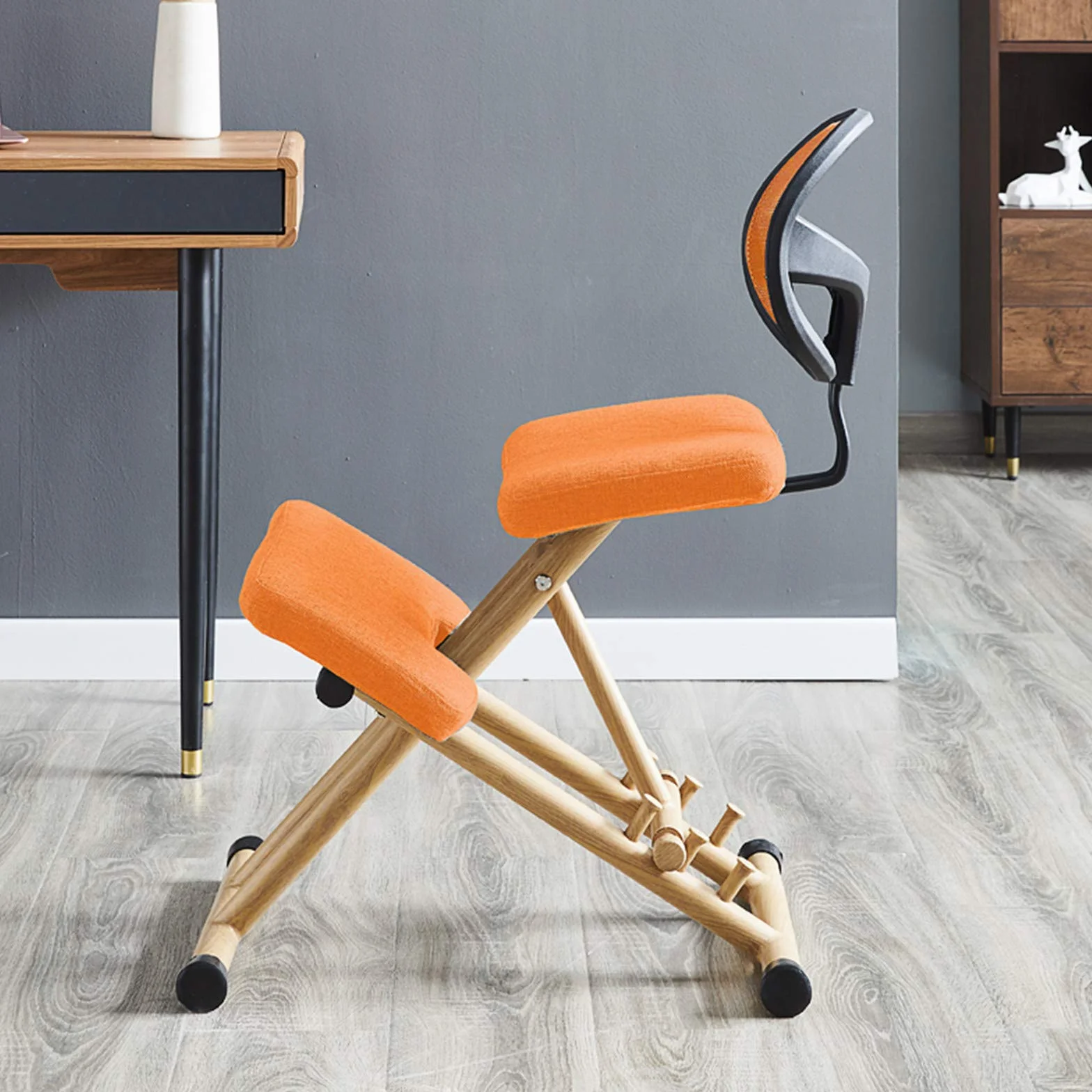 Silla ergonómica para rodillas con respaldo, mejora la postura y la comodidad en casa, oficina o estudio, taburete ajustable en ángulo, solución correctiva para sentarse