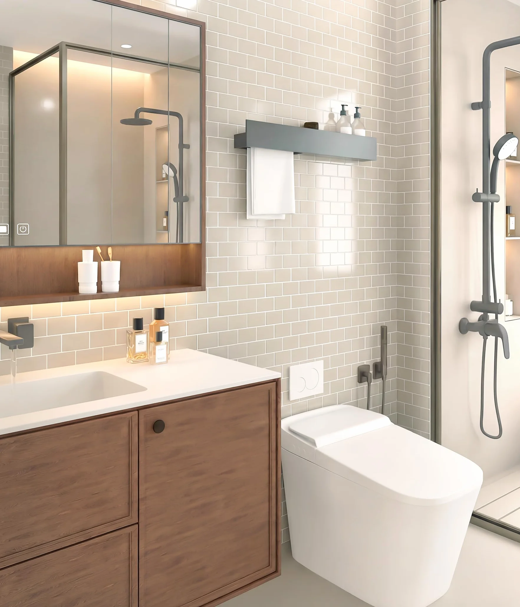 Yoillione Grueso Azulejos Adhesivos Cocina: 10-Piezas Baldosa Vinilo Cocina Pared - 3D Azulejo Metro Adhesivo, 30x30 cm (Beige)