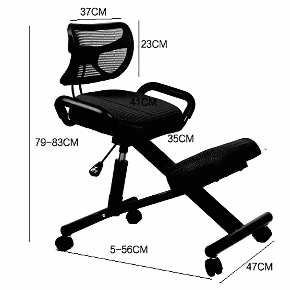 Ergonómico Silla De Rodillas, Gruesas Asiento Almohadilla con Asiento Trasero Ortopédico Manual Ajustar Rolling Ajustable Taburete para Una Mejor Postura.-Black PU Faux Leather