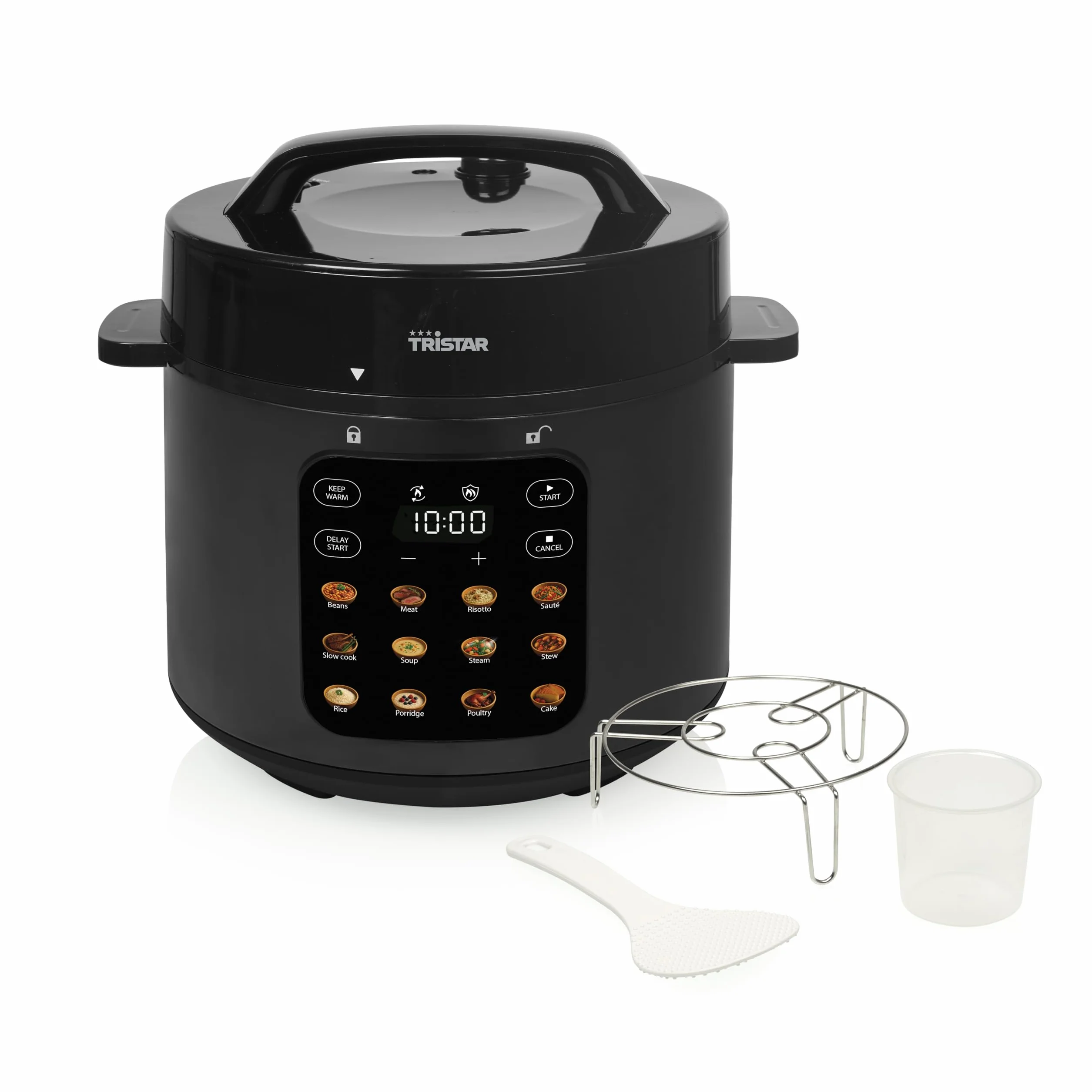 Olla a Presión Eléctrica Tristar, Capacidad de 6 l, Potencia de 1000 W, Funciones de Seguridad Integradas, Cubeta Extraíble, Fácil Limpieza, RK-6160
