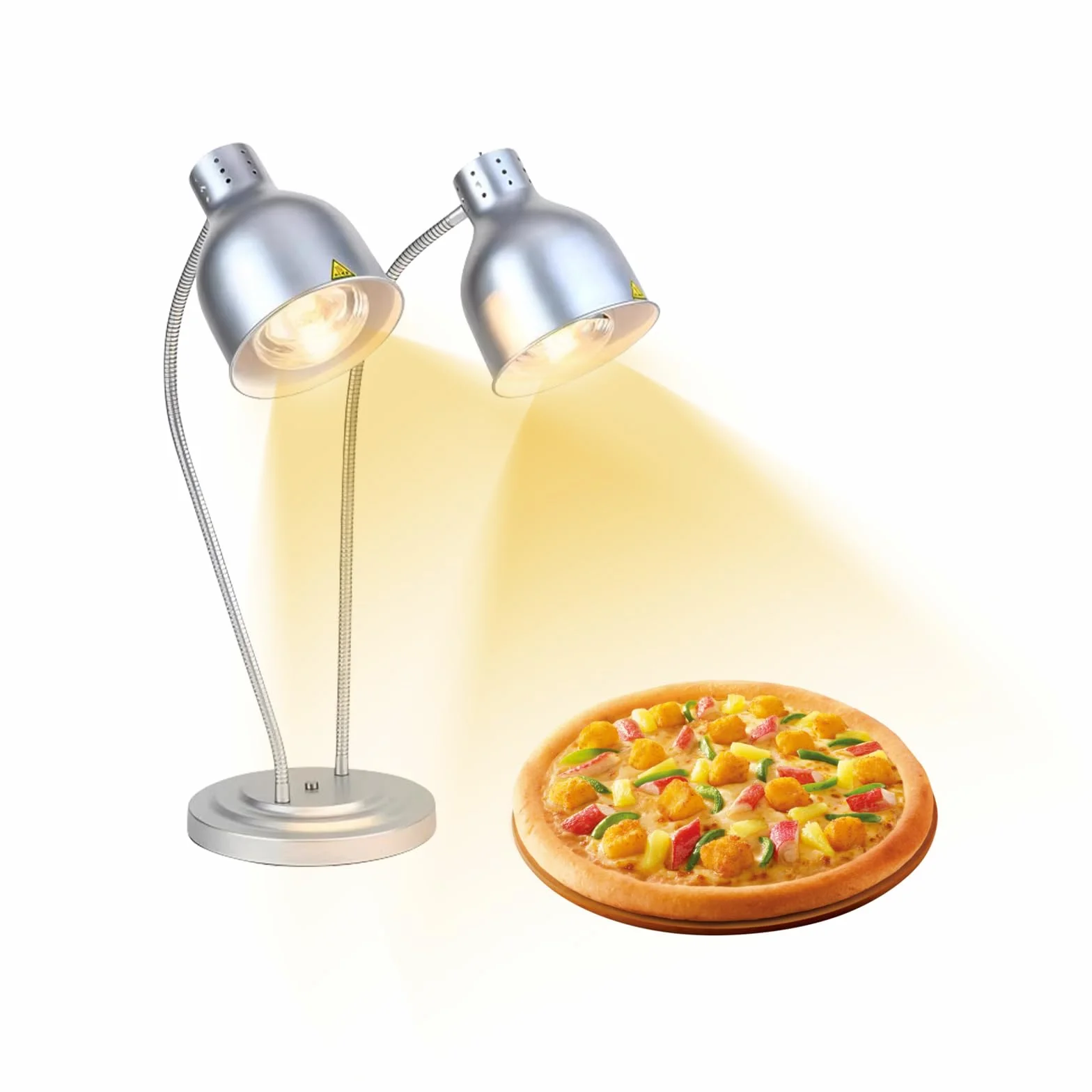Lámpara de calor para cocina, 250 W, lámpara de calor por infrarrojos, lámpara de calor para alimentos, doble cabeza, independiente, para bufés, comedores, hoteles, lámparas de calor comerciales