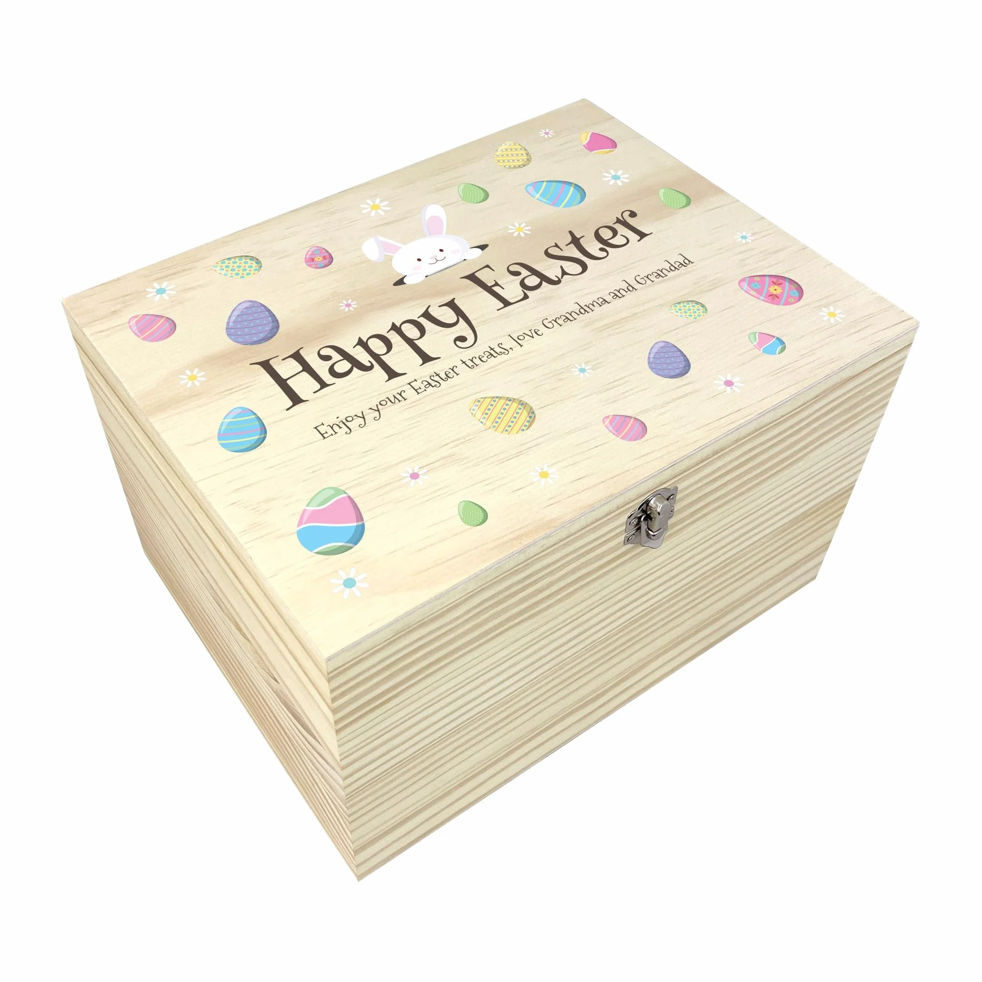 Cesta de madera personalizada para huevos de Pascua – Nombre individual, regalo de Pascua, cesta de Pascua, golosinas de Pascua, niños, Pascua, Pascua, Pascua, decoración de Pascua, 30 x 22,9 x 18 cm