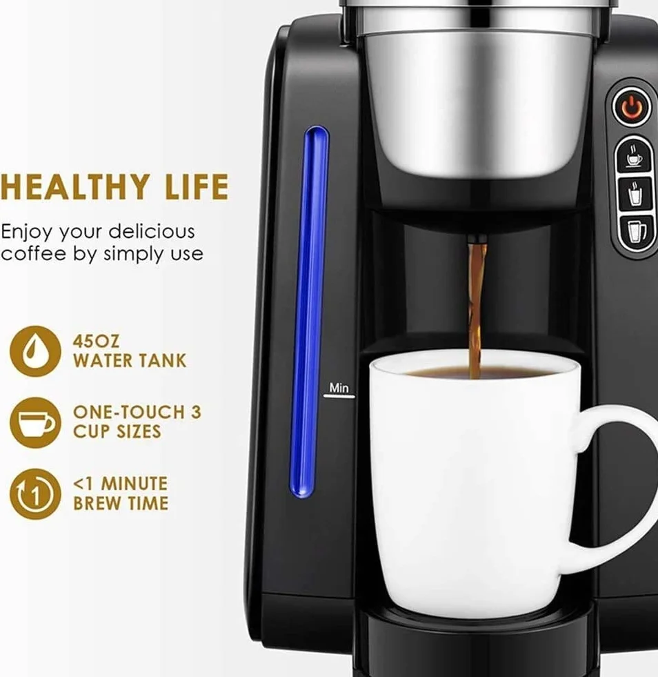 Cafetera, K-Cup Cápsula Máquina de café 3Bar Cafetera automática Taza Grande Té de Leche automático Máquina de Bebidas Calientes Máquina Comercial Todo en uno (Color : Red)