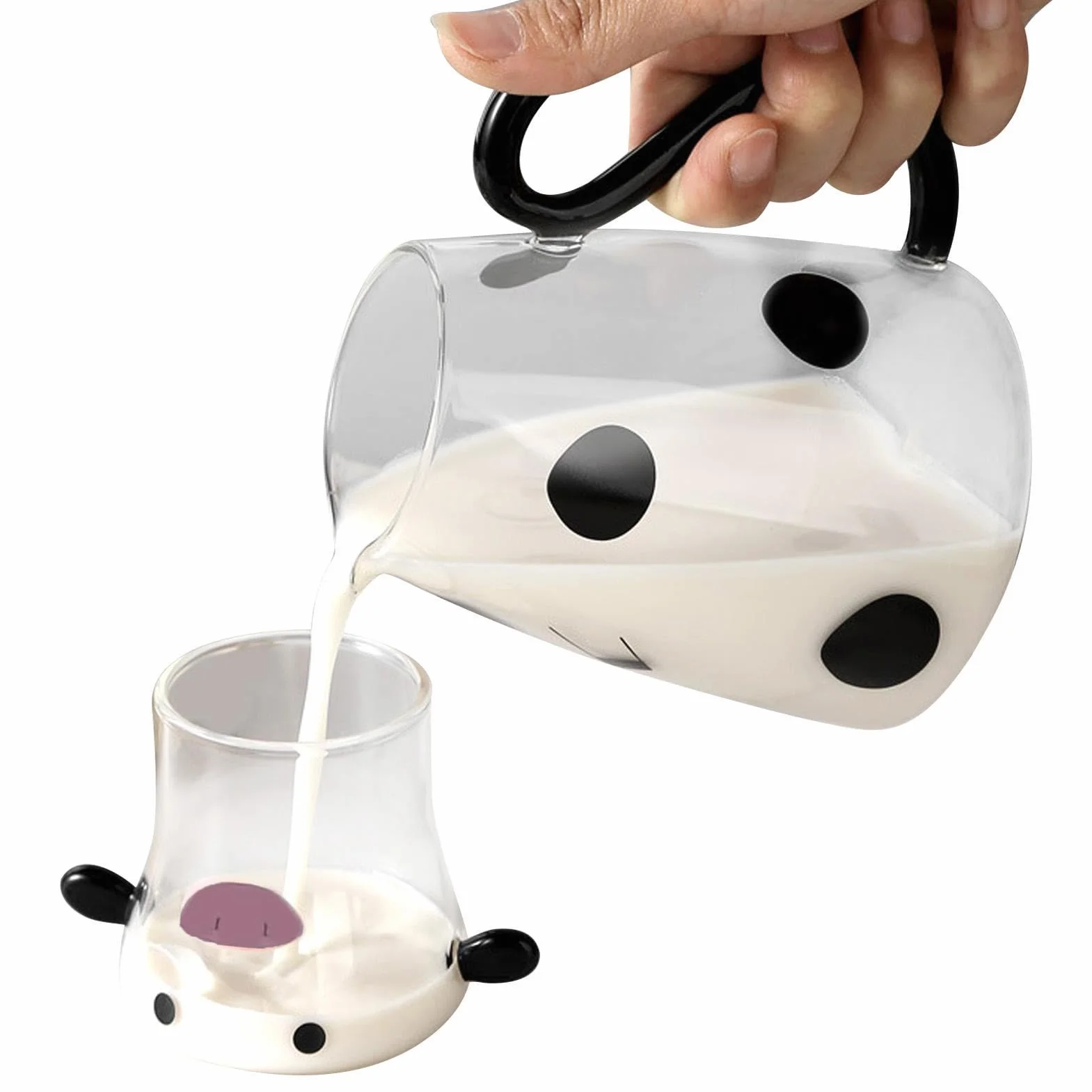 Jarra De Agua De Vidrio De - Jarra De Jarra | Vidrio Transparente De | Botella De Leche Transparente De 1 L (1) Con Bebida Surtida, Servidor De Bebidas Decorativo Para Presentación De Mesa |
