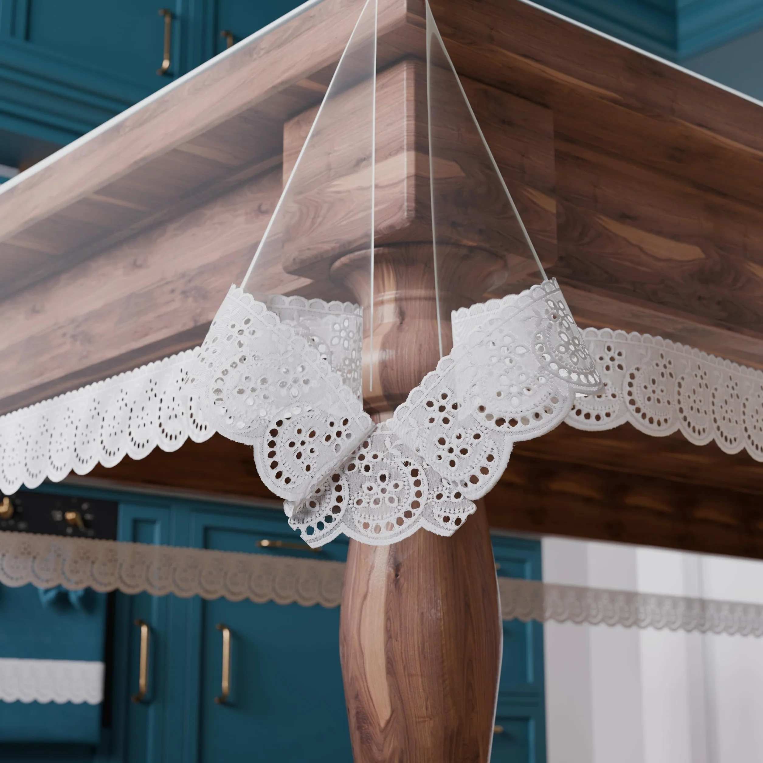 PETTI ARTIGIANI ITALIANI – Mantel Transparente de PVC Laminado/Cubremesa Antimanchas con Ribete de Encaje Sangallo – Protección para mesas de Cocina y Comedor, 24 plazas (140x450 cm) Rectangular