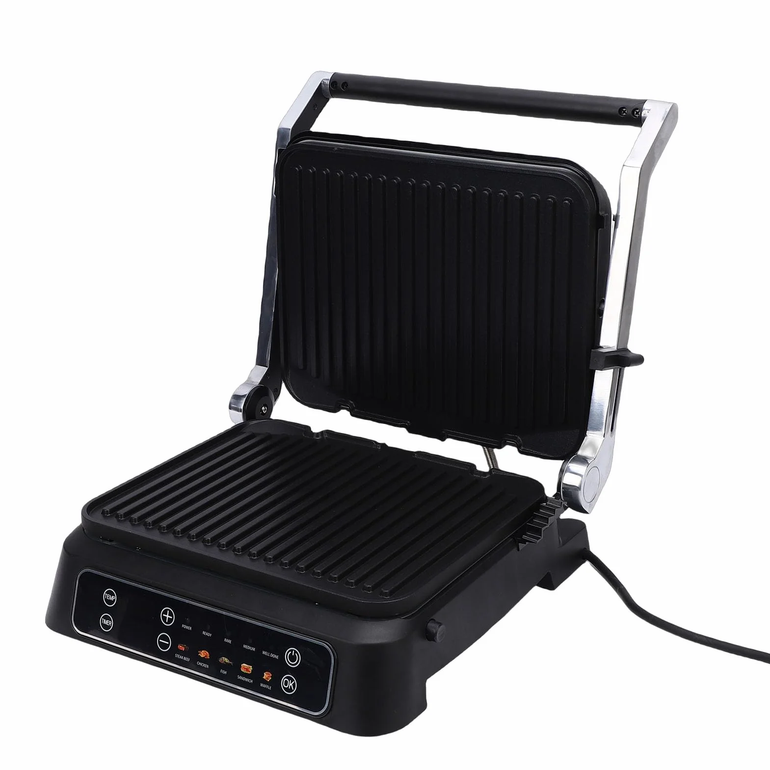 Socobeta Panini Press Grill Potente Sandwichera Eléctrica Antiadherente de 2000 W para Cocinar en Casa Comidas Familiares (Enchufe europeo)