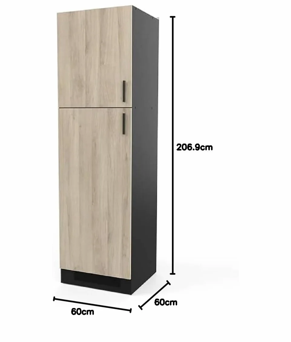 Demeyere DE104292 Columna Cocina, Madera de ingeniería, Roble Kronberg y Negro, 60 x 60 x 206,9 cm