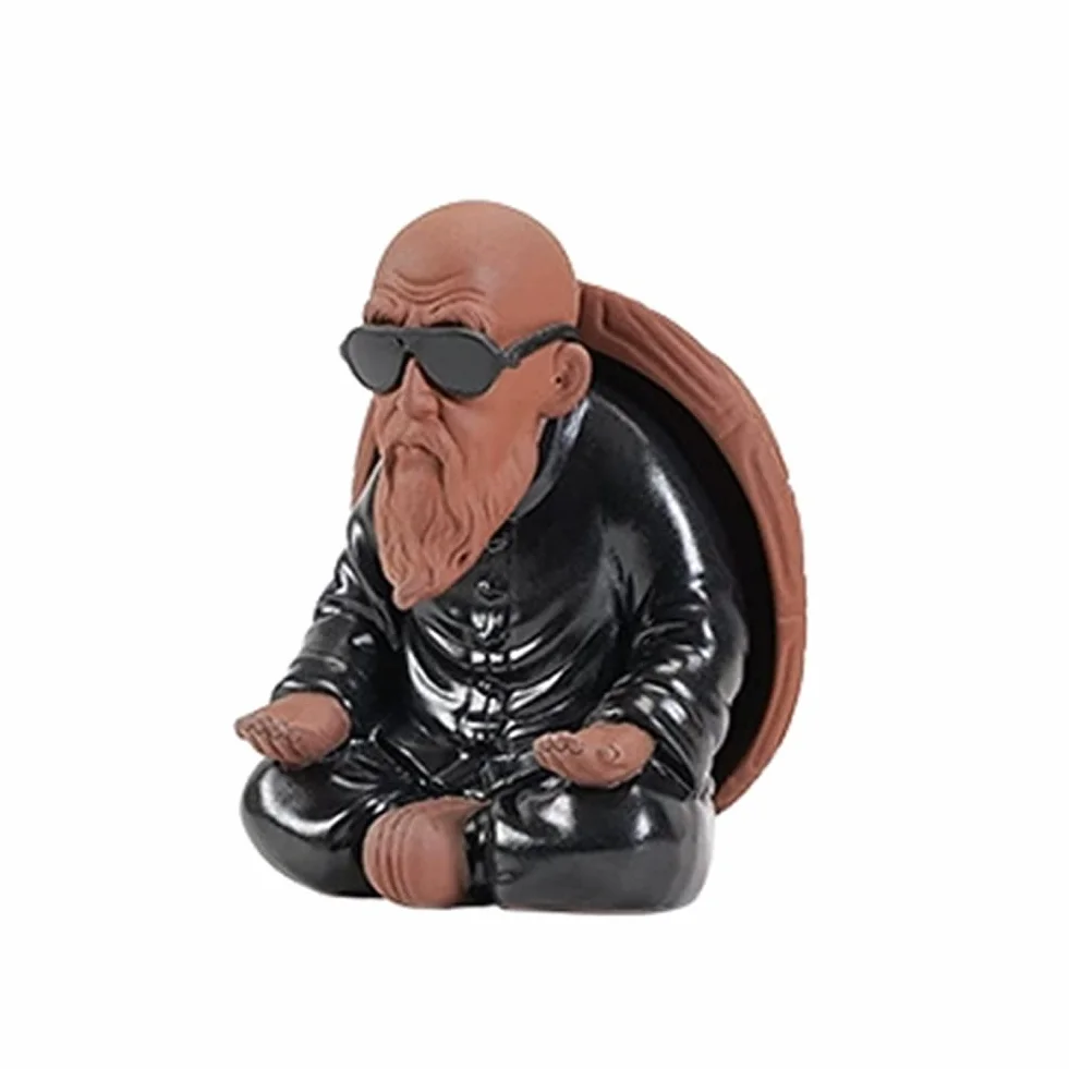 Infusor de té de malla fina de cerámica, infusor para té suelto, colador de malla fina, estatua de monje, decoración de mesa de té, filtro de té A04